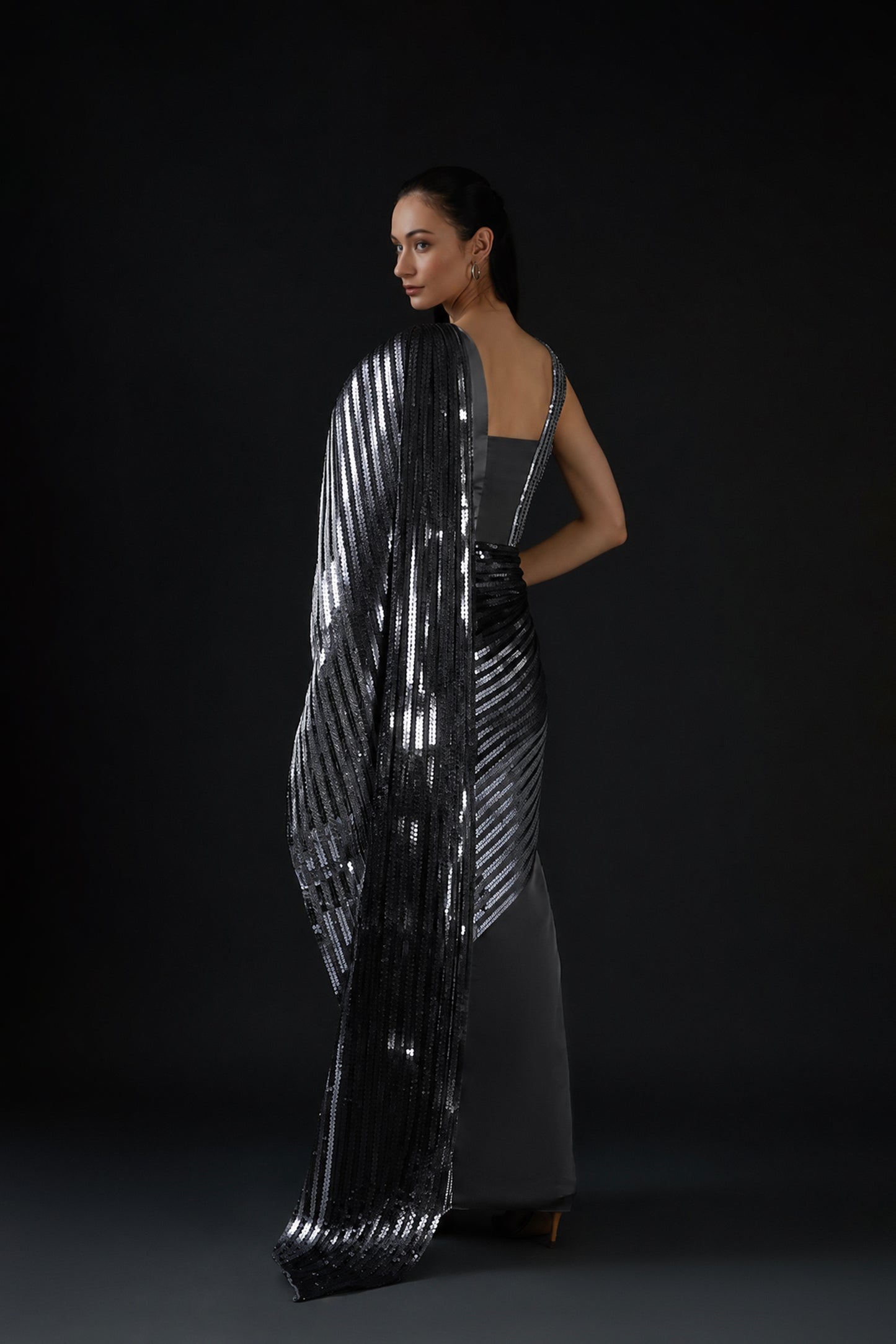 Crinkled Chiffon & Satin Lycra Gown