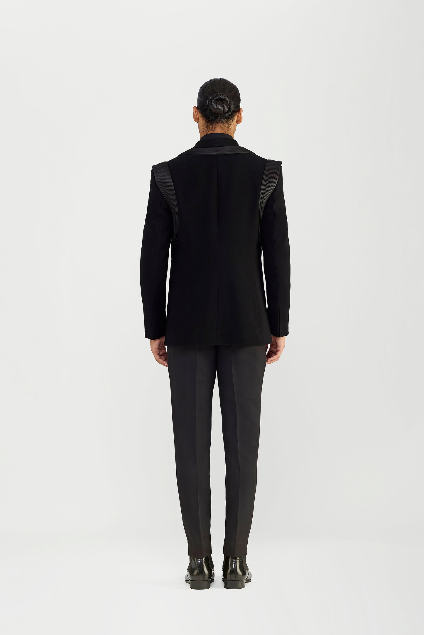 Strata Micropleated Tuxedo Set In Satin Crepe