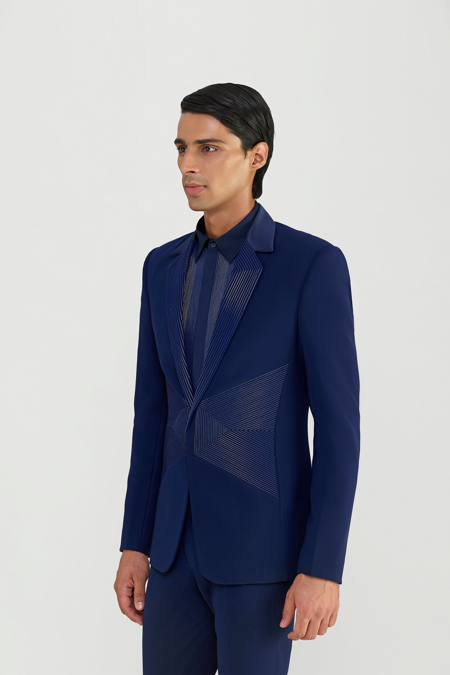 Corded Tuxedo Set In Satin Crepe