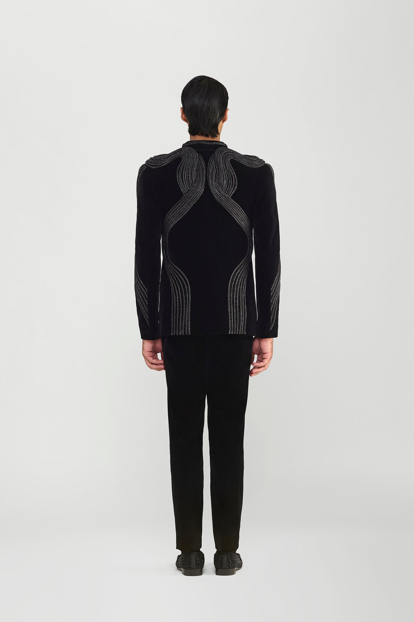 Crystalvein Bandhgala Set In Velvette