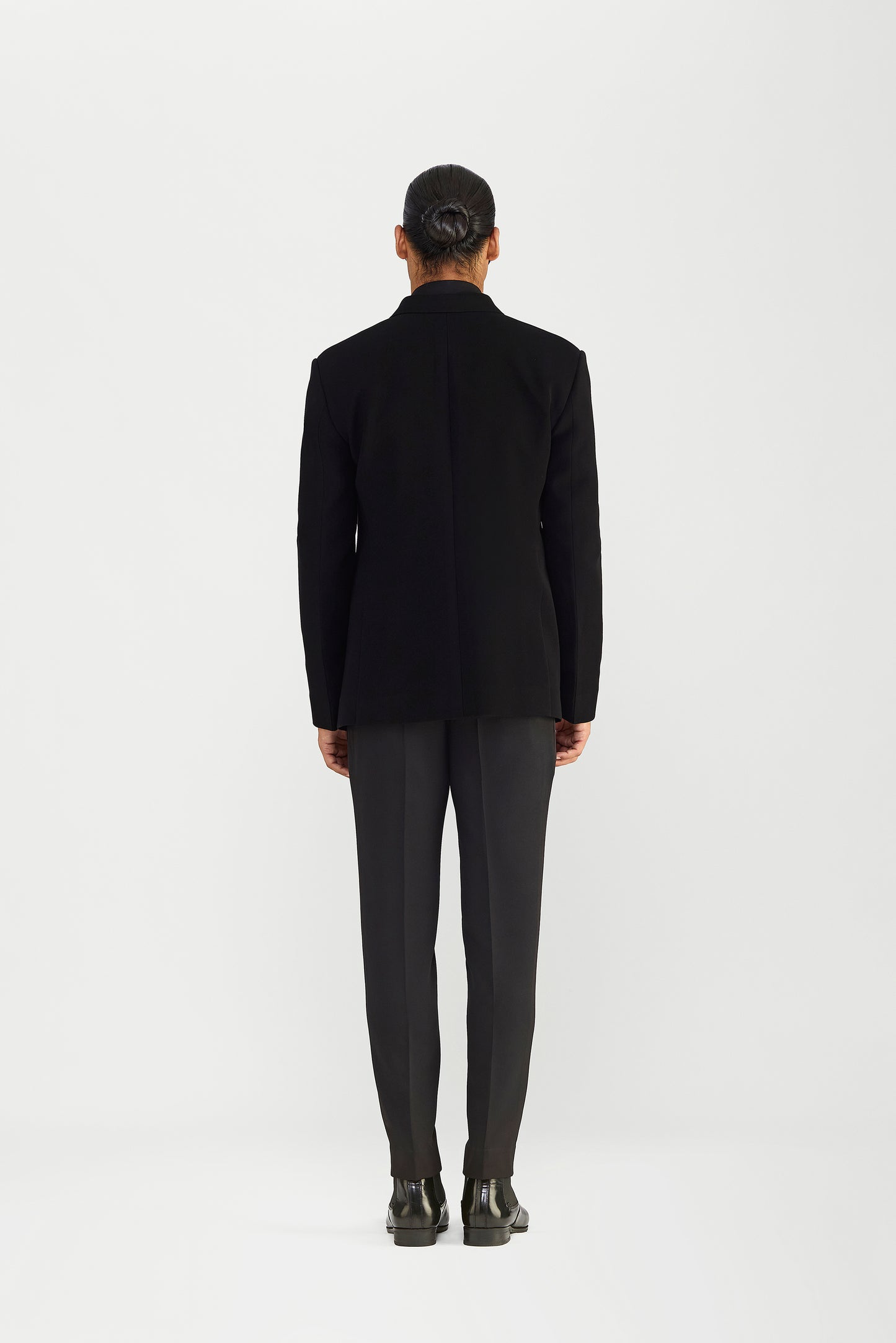 Metallic Paterned Tuxedo Set In Satin Crepe