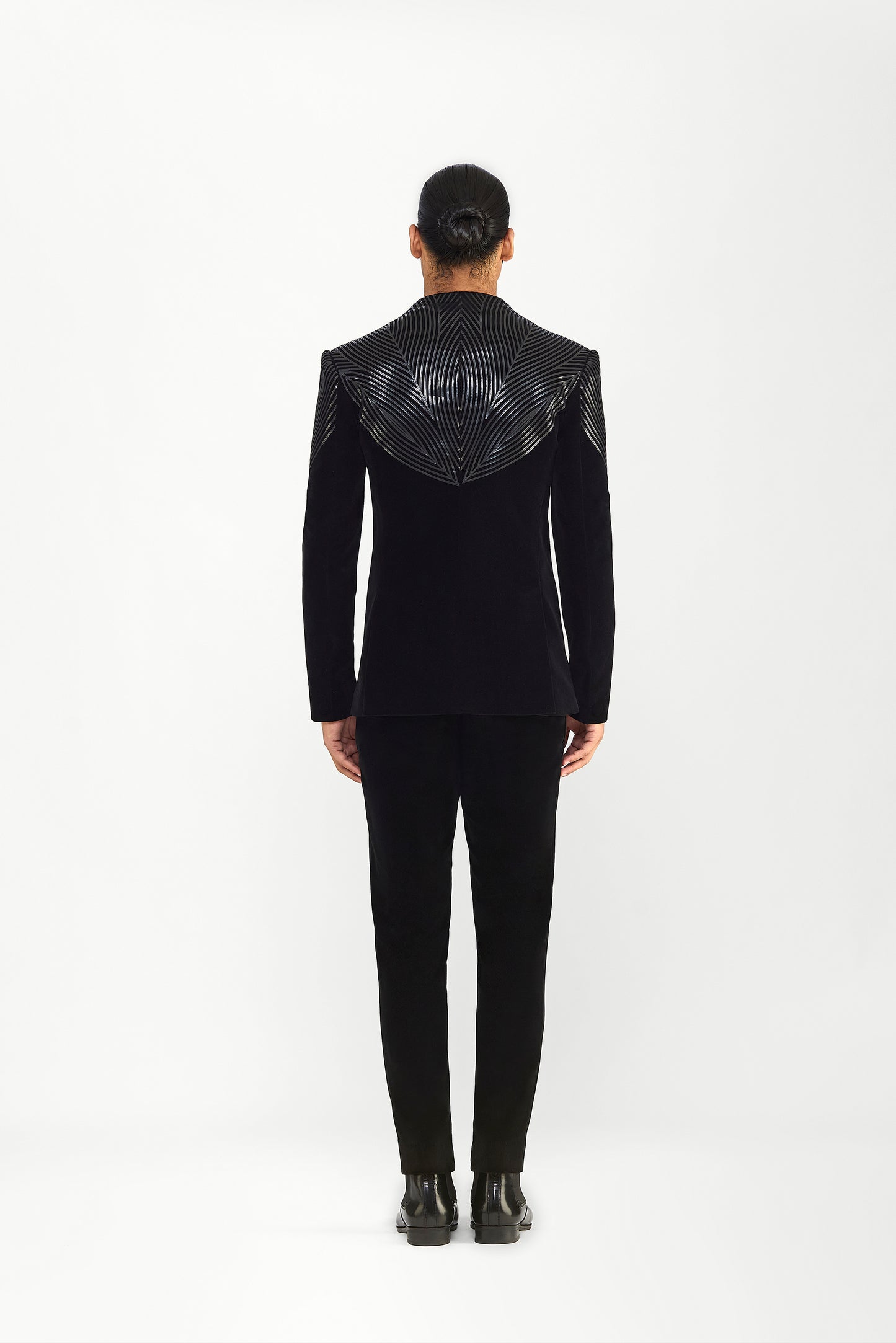 Metallic Bandhgala Set In Velvette