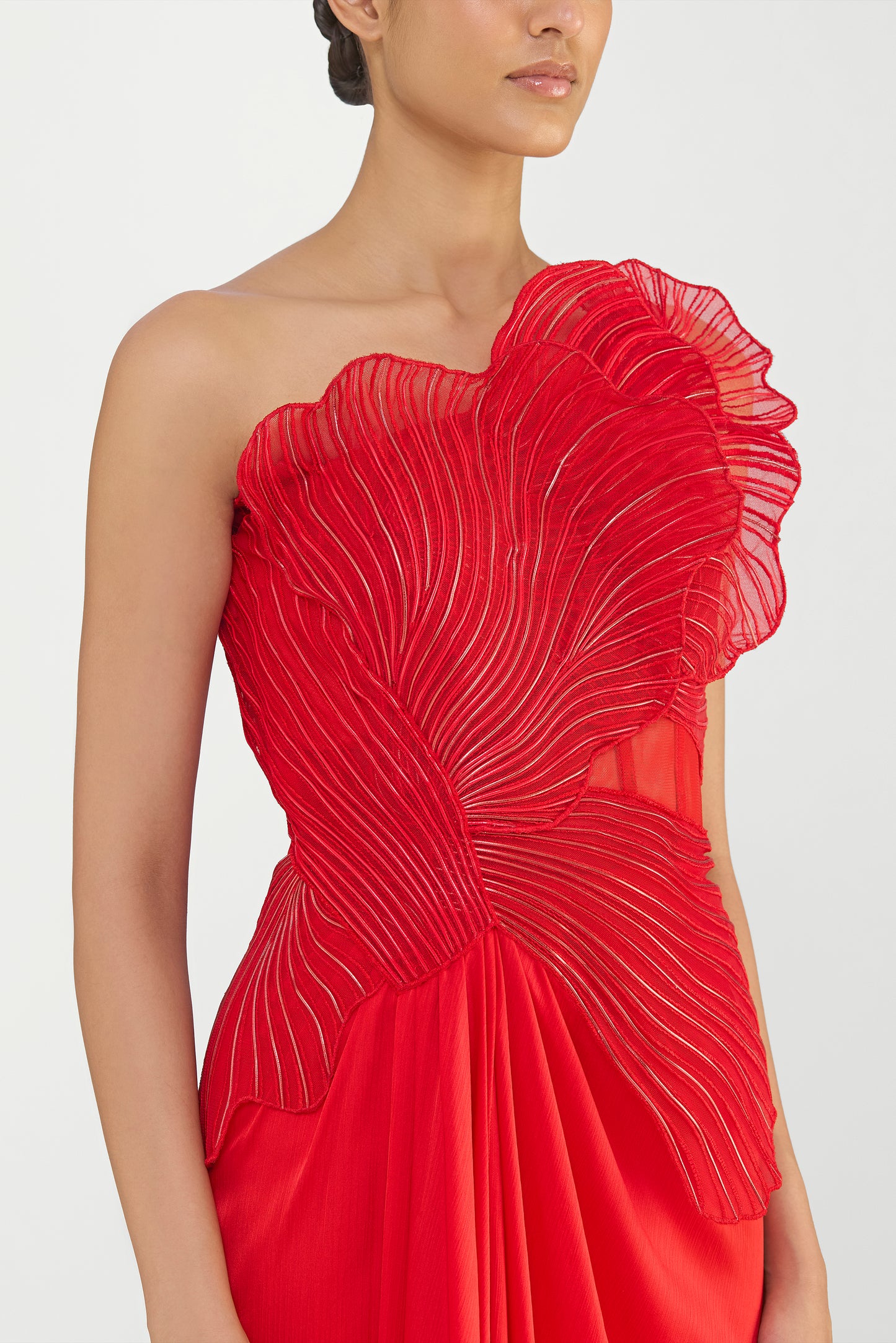 Corded Coral Saree