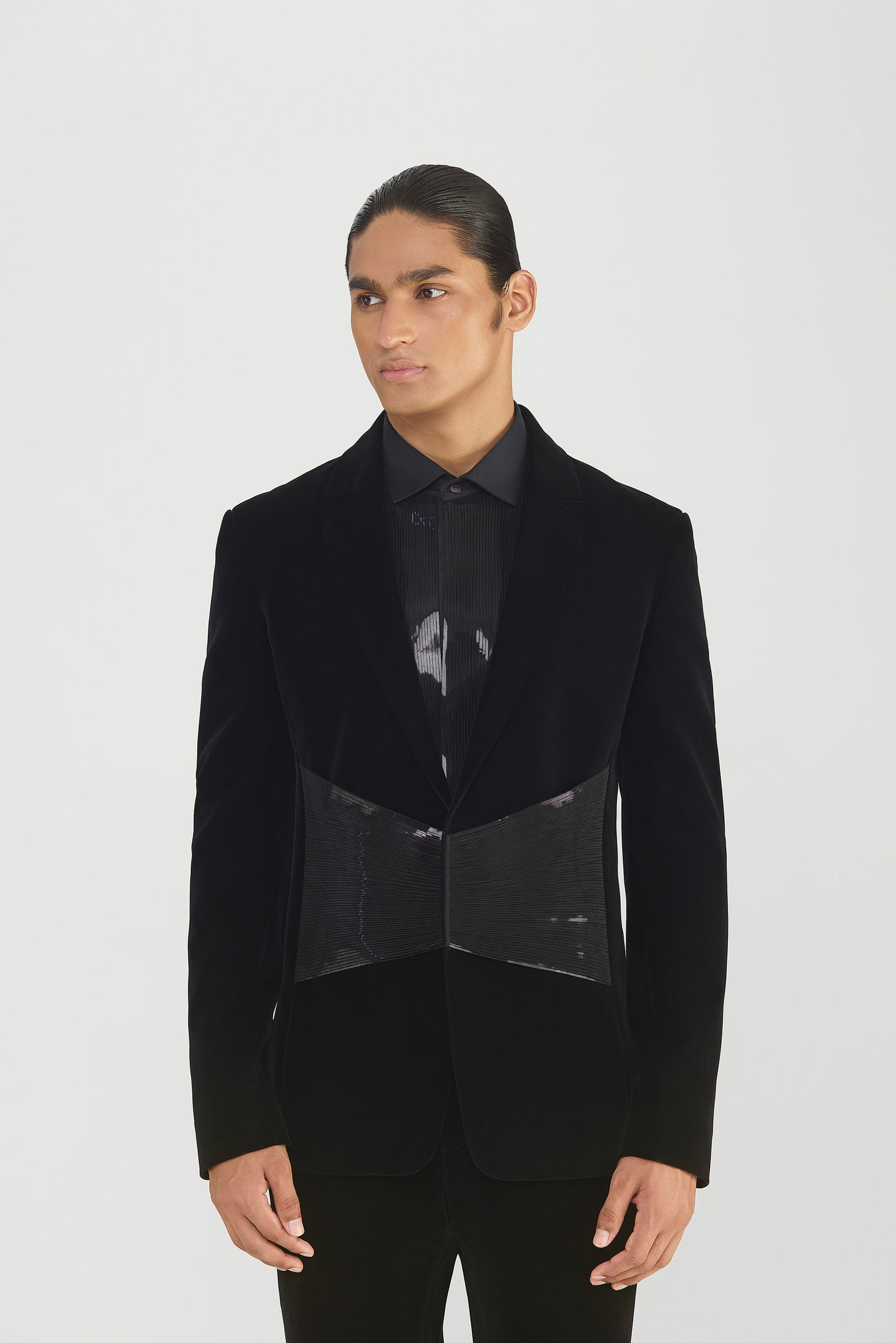 Metallic Micropleated Velvette Tuxedo Set
