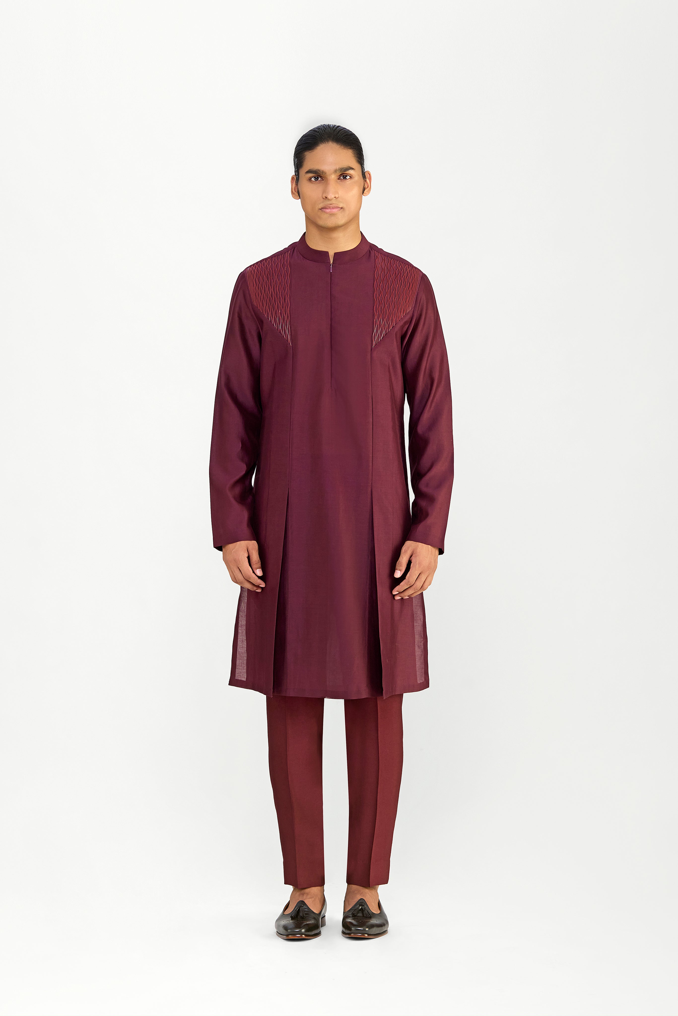 Corded Trellis Chanderi Silk Kurta Set
