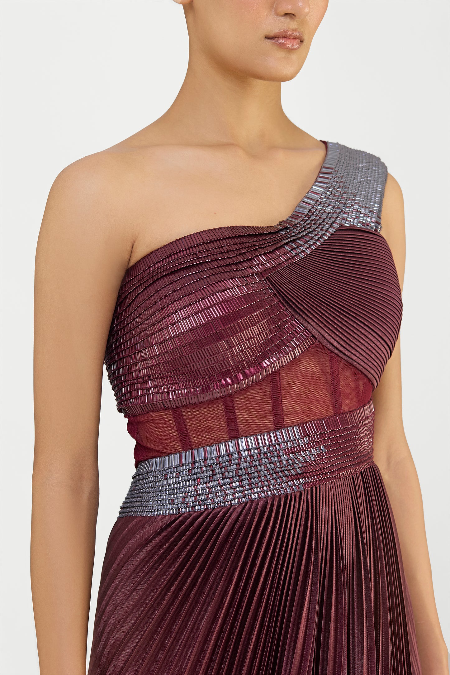 Structured Saree With Plisse Drape
