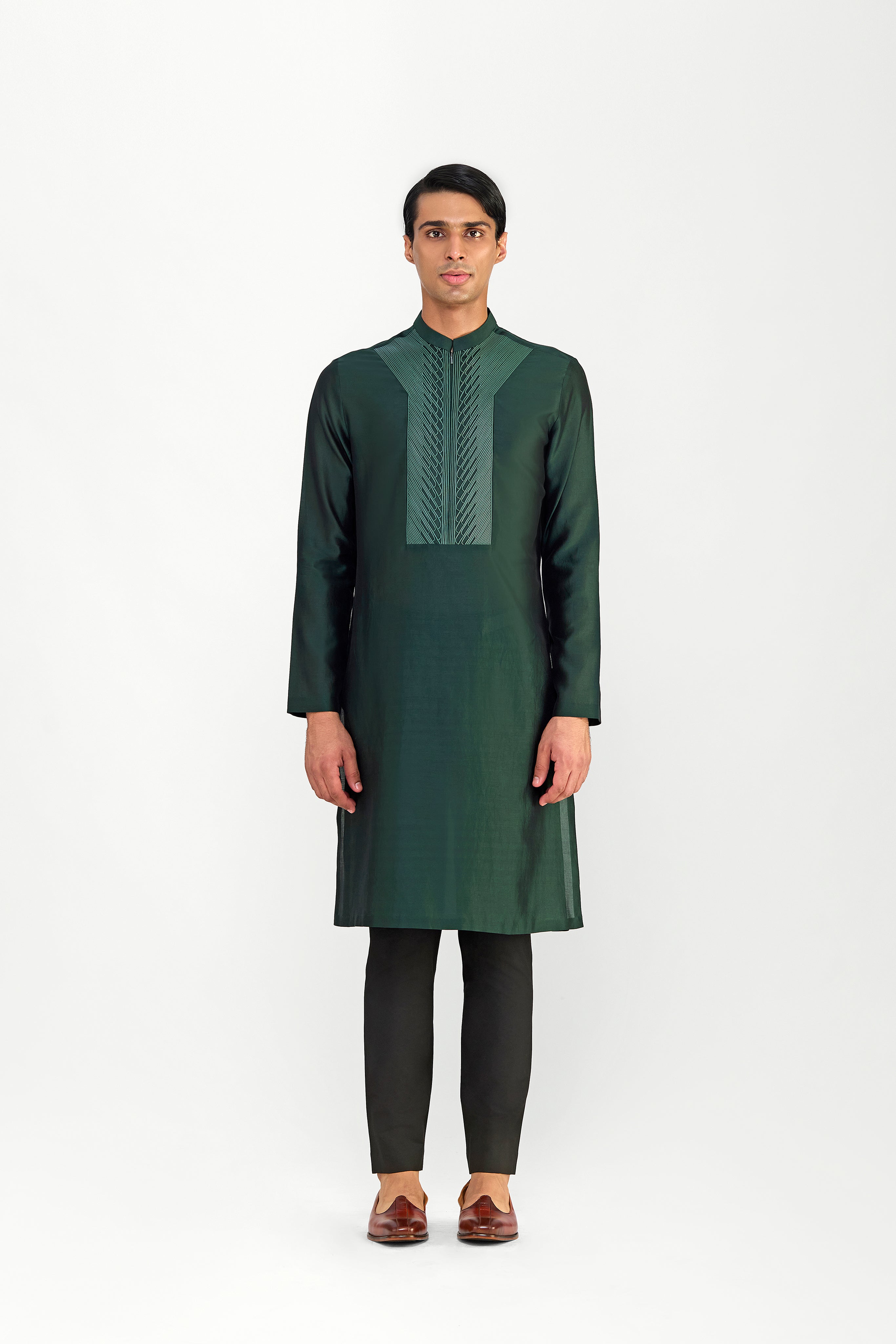 Corded Chanderi Silk Kurta Set