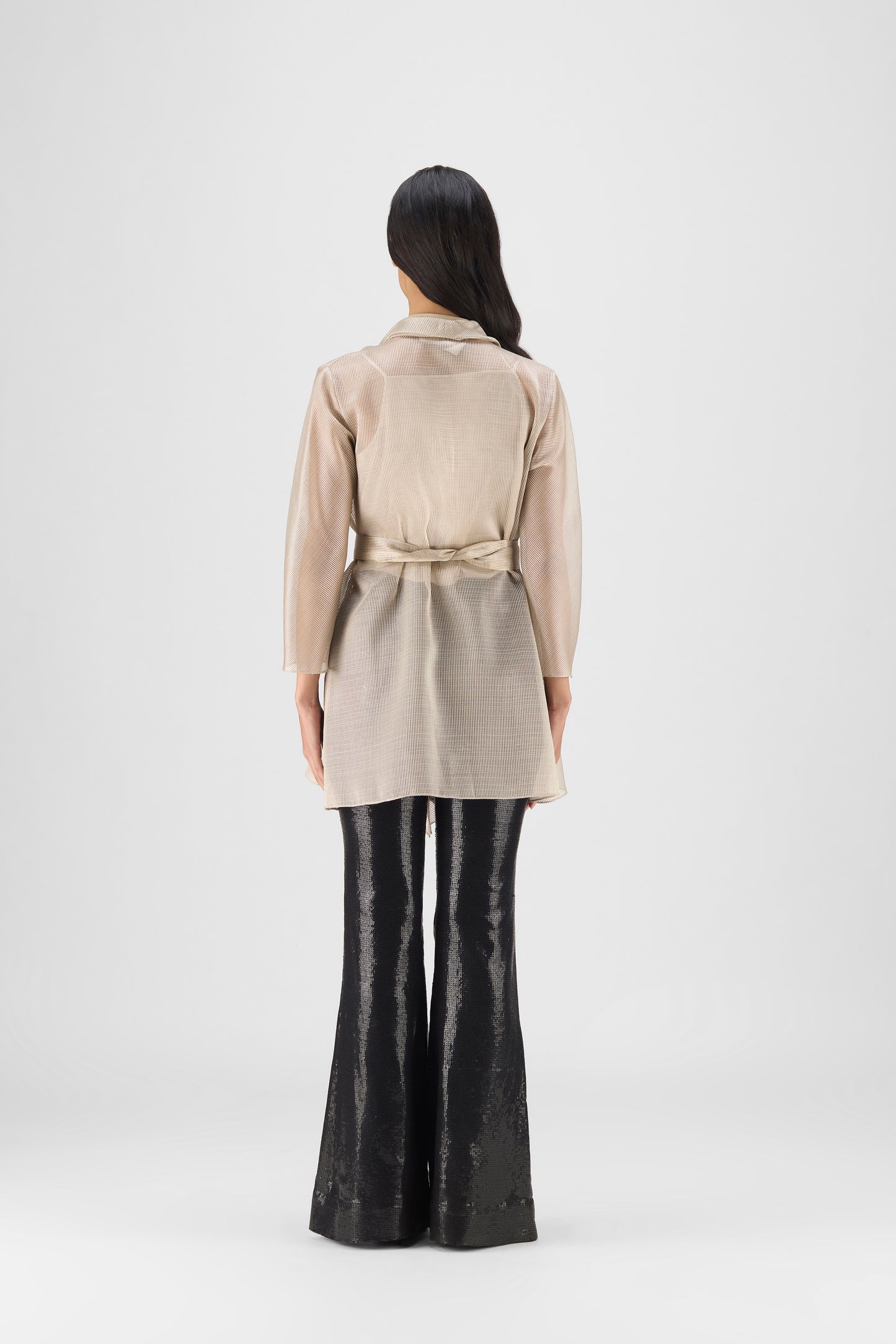 METALLIC DRAPED SHIRT