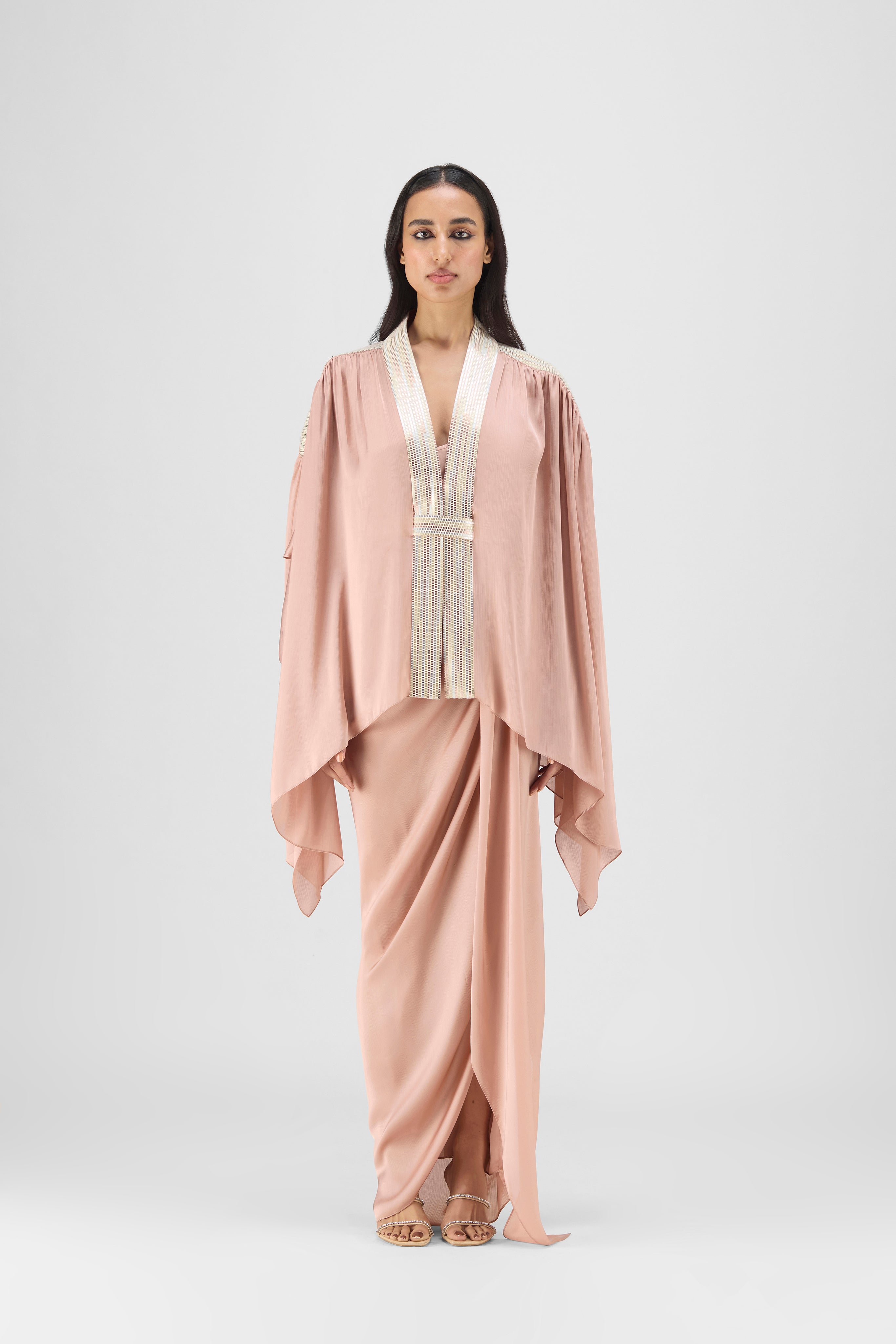 Metallic Structured Cape Set