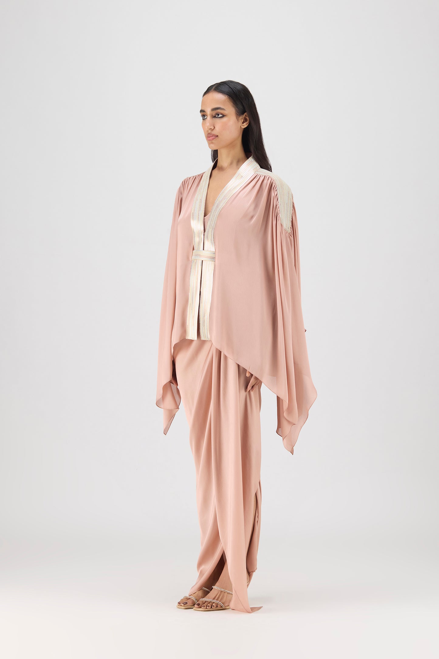 Metallic Structured Cape Set