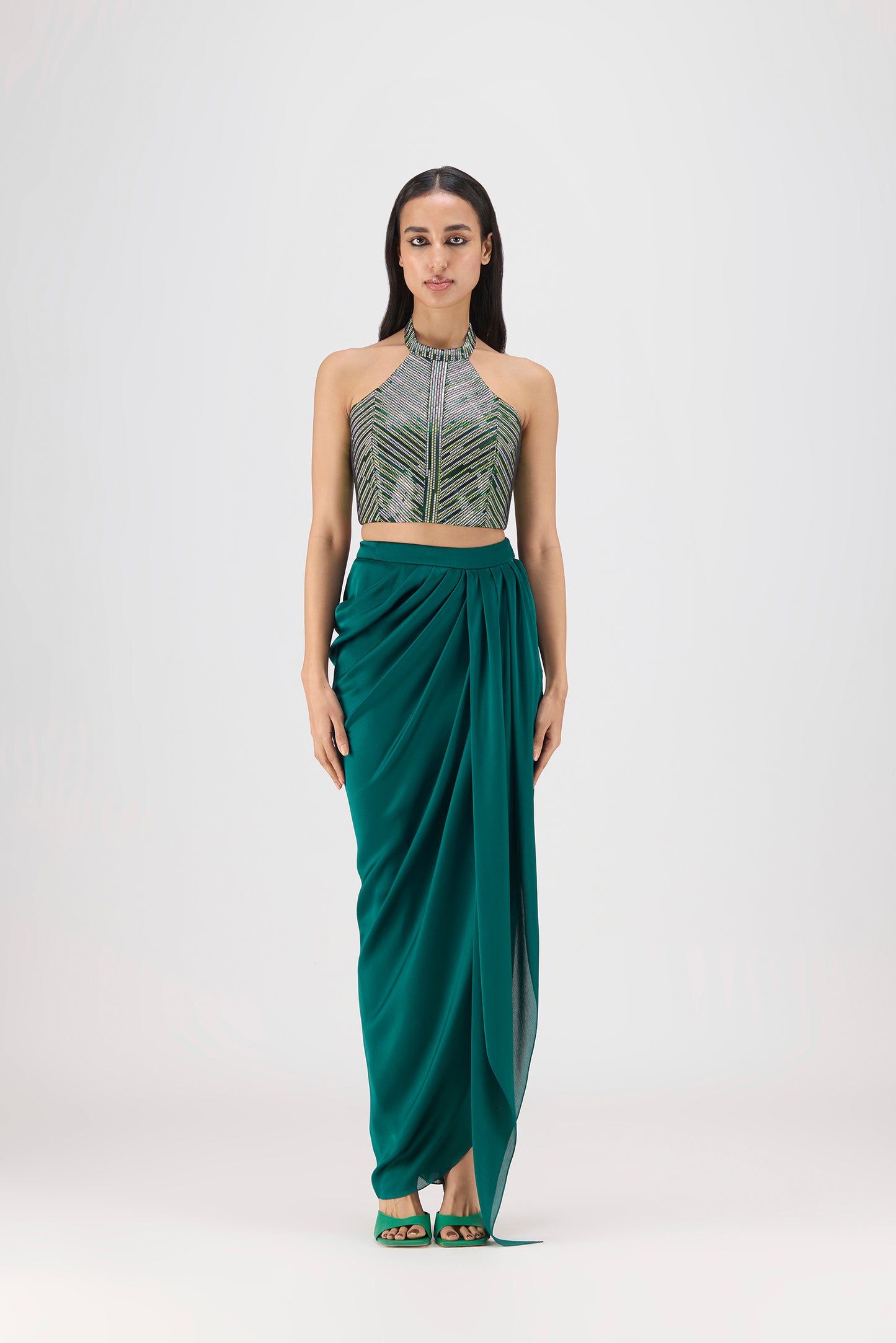 Woven Metallic Bustier And Skirt
