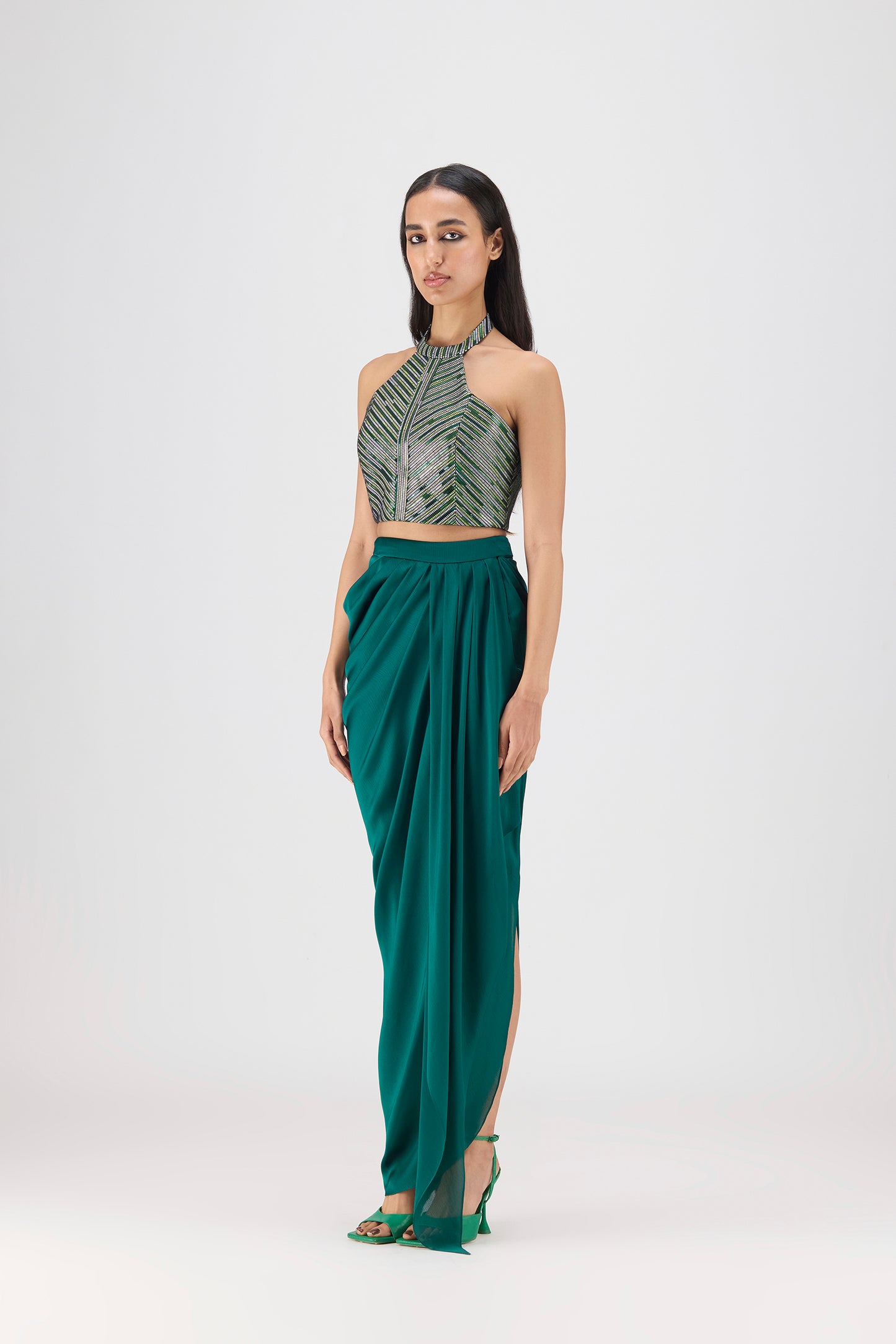 Woven Metallic Bustier And Skirt
