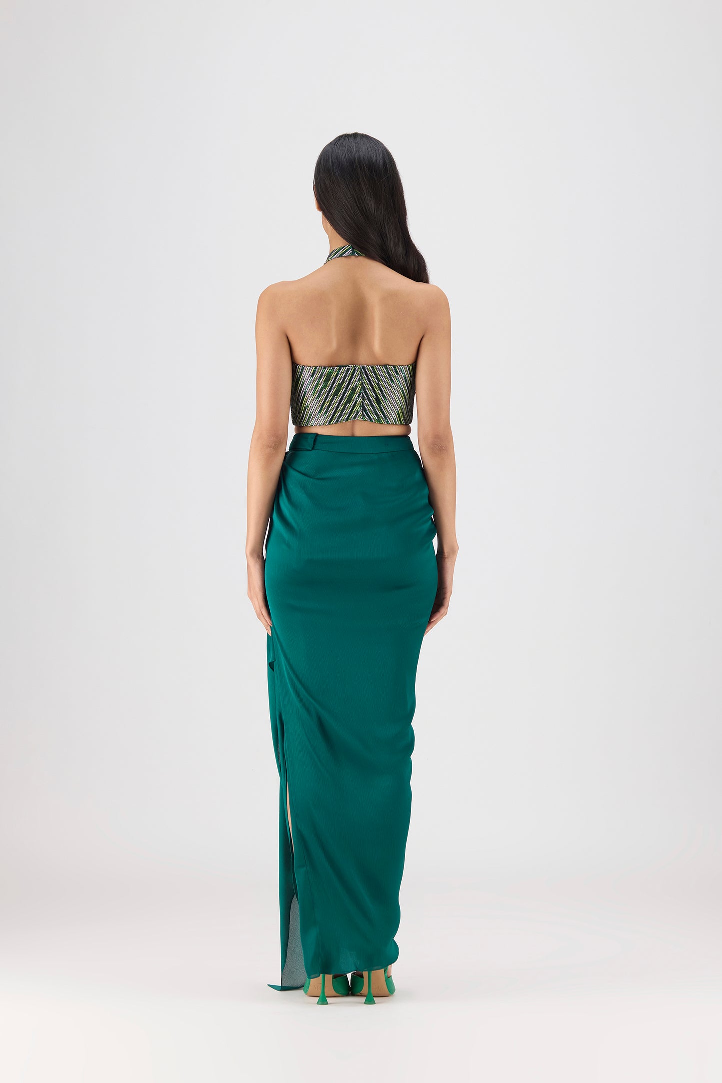 Woven Metallic Bustier And Skirt