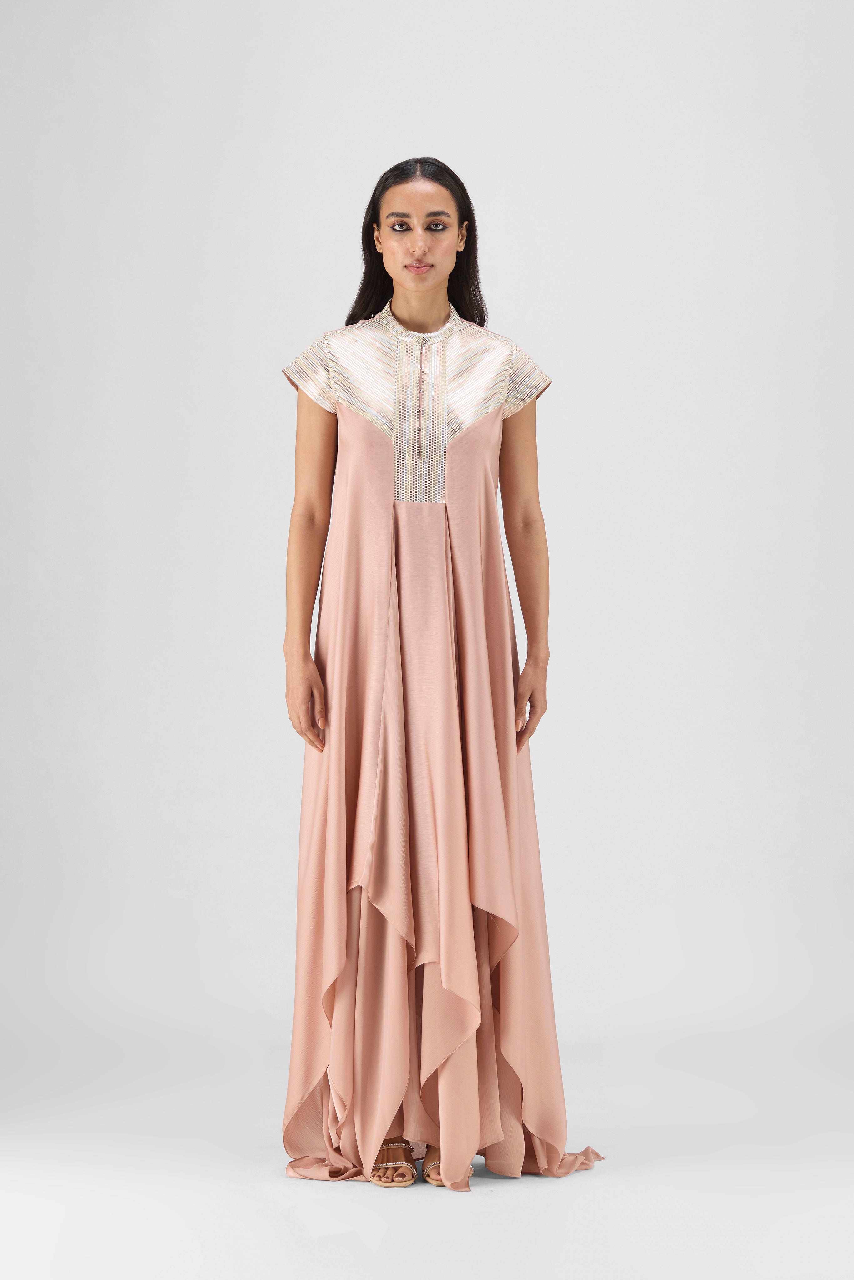 Metallic Paneled Dress