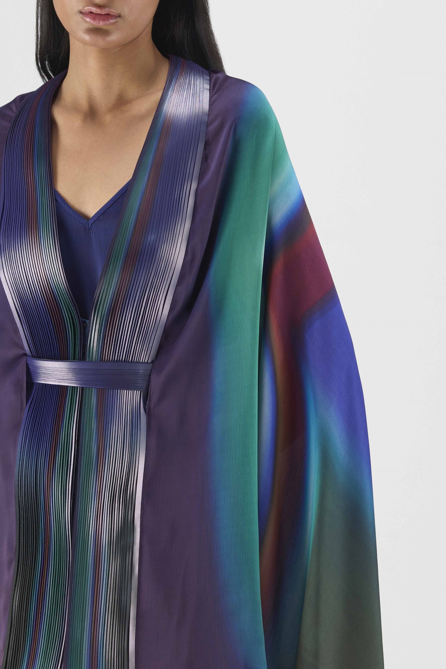 Metallic Watercolor Structured Cape