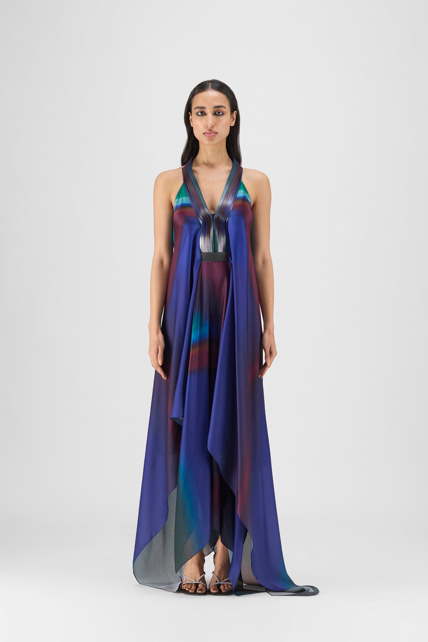 Pleated Watercolor Fluid Dress