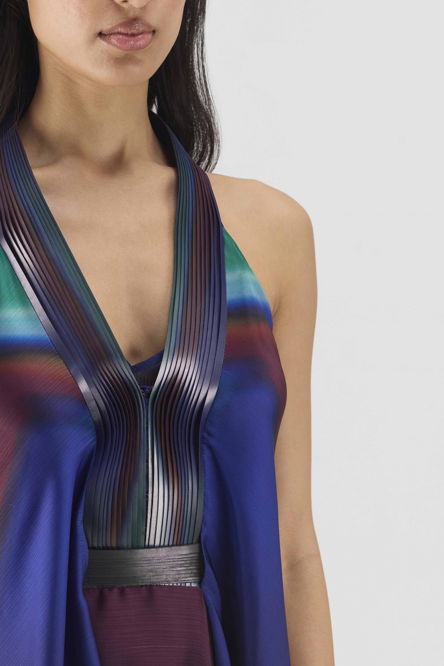 Pleated Watercolor Fluid Dress