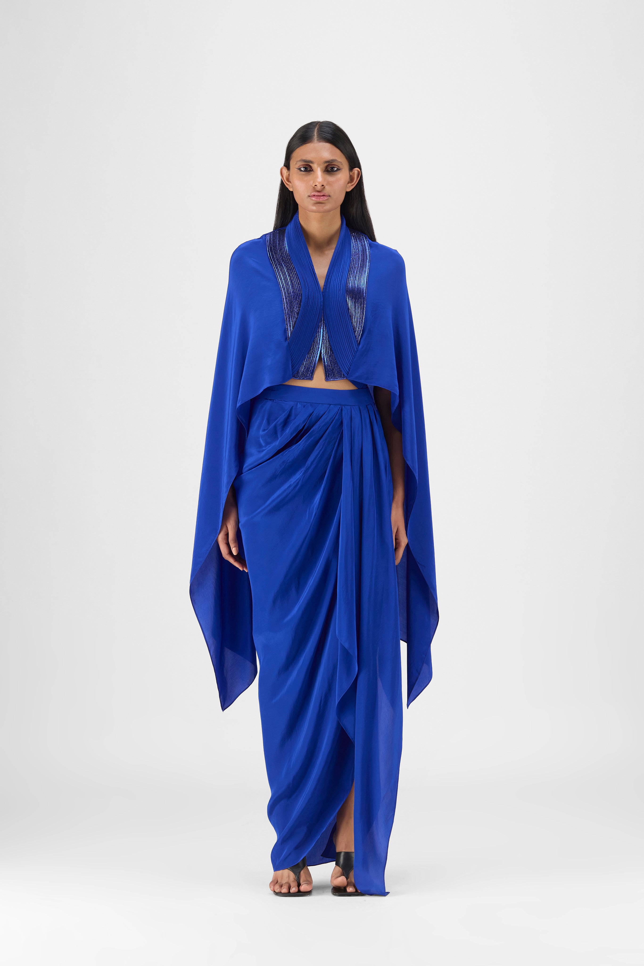 Metallic Structured Cape Set