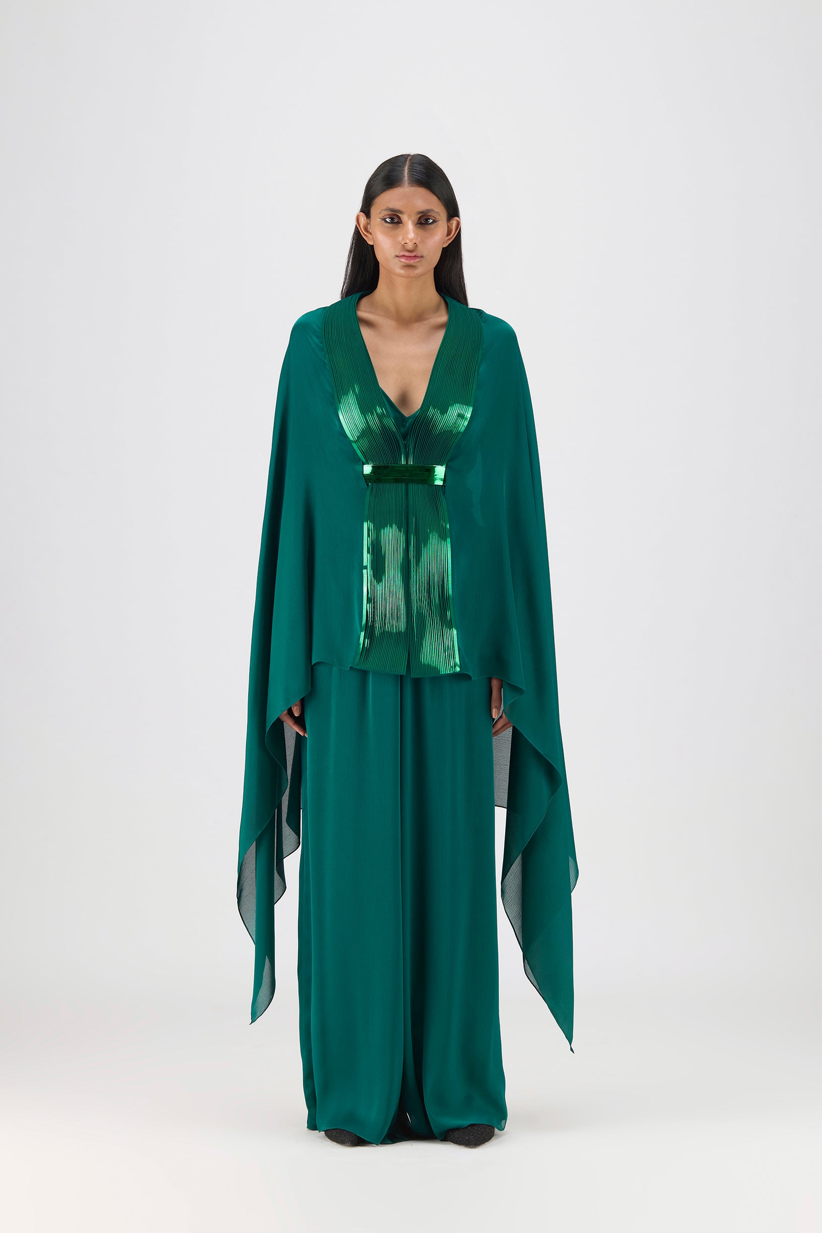 Metallic Structured Cape Set