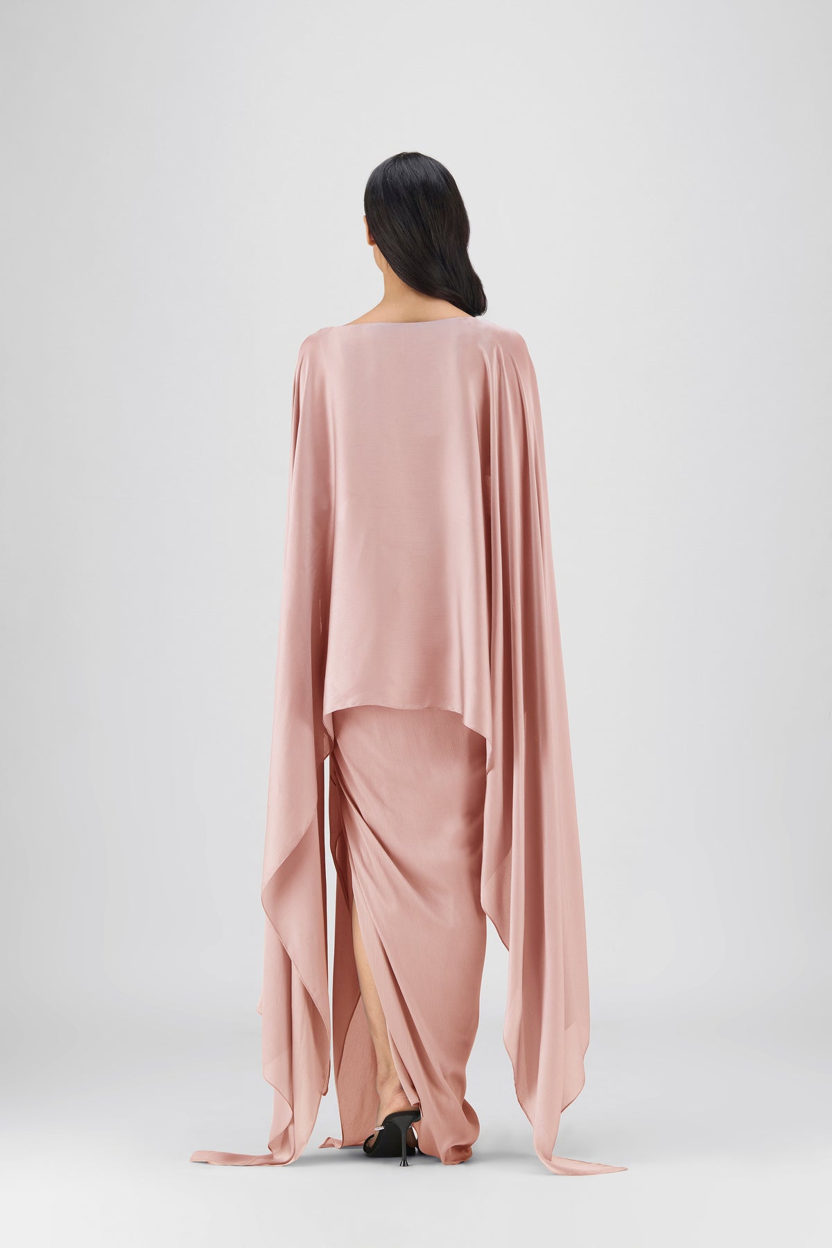 Metallic Fluid Cape And Skirt