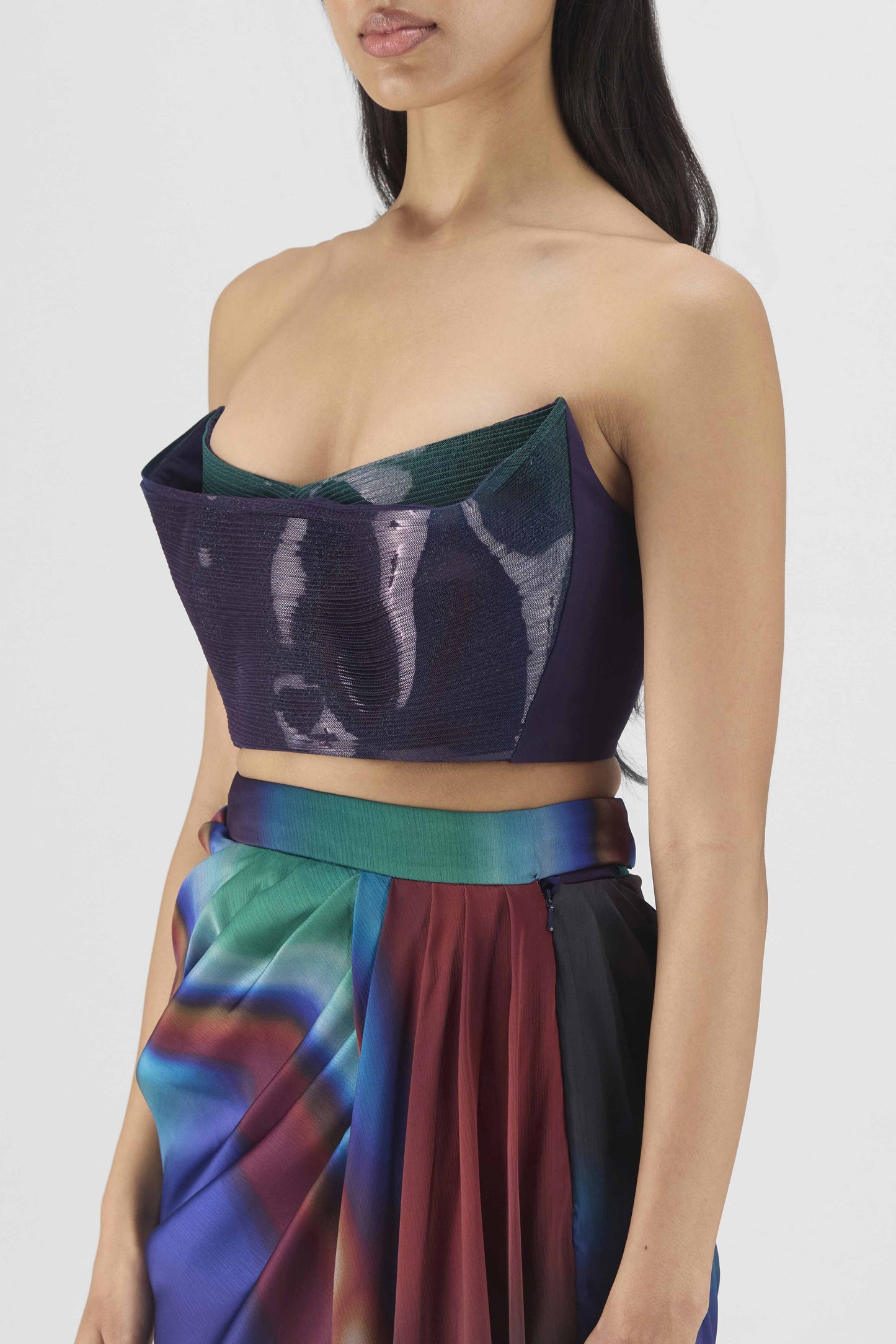 Metallic Watercolor Bustier With Skirt