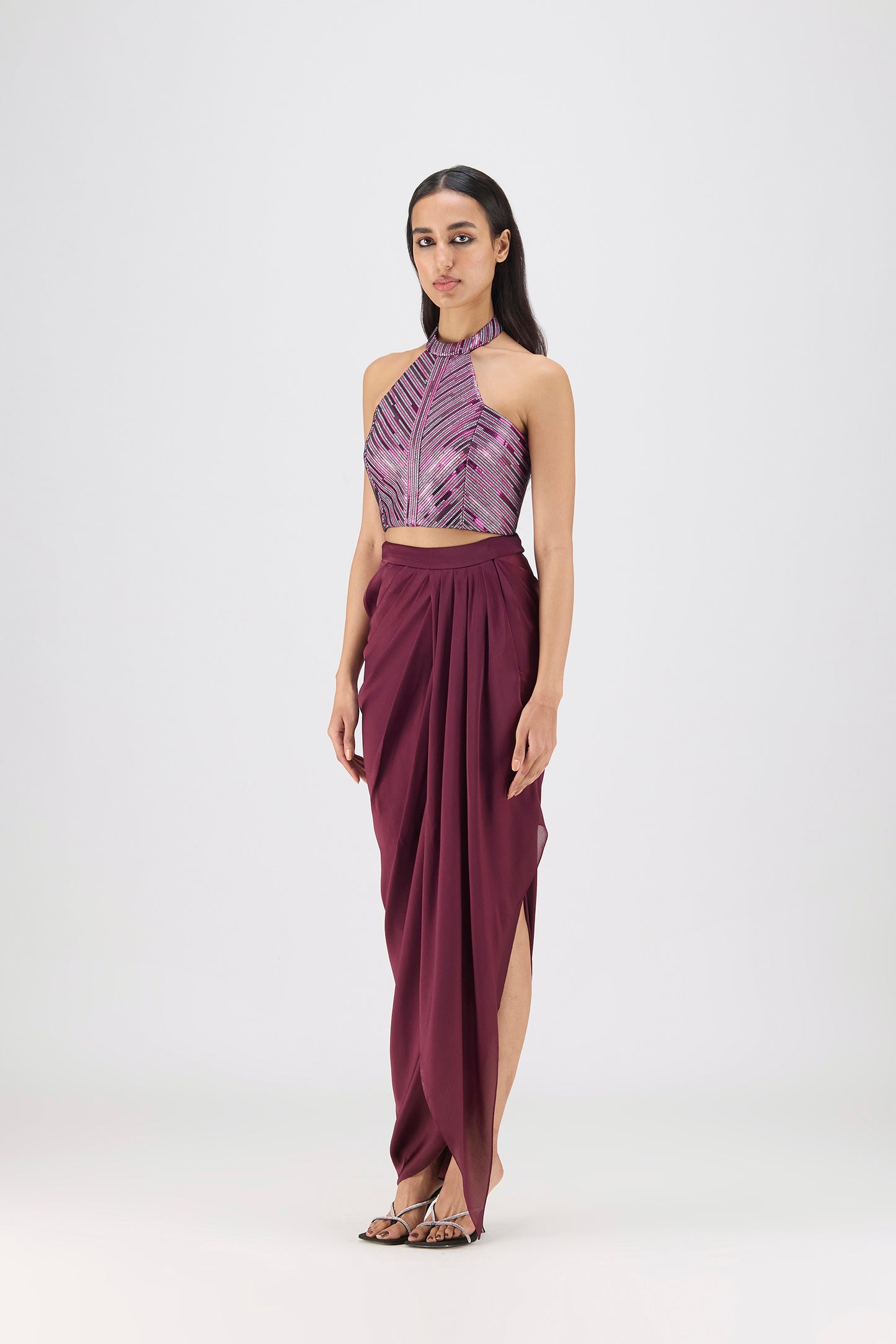 Woven Metallic Bustier And Skirt