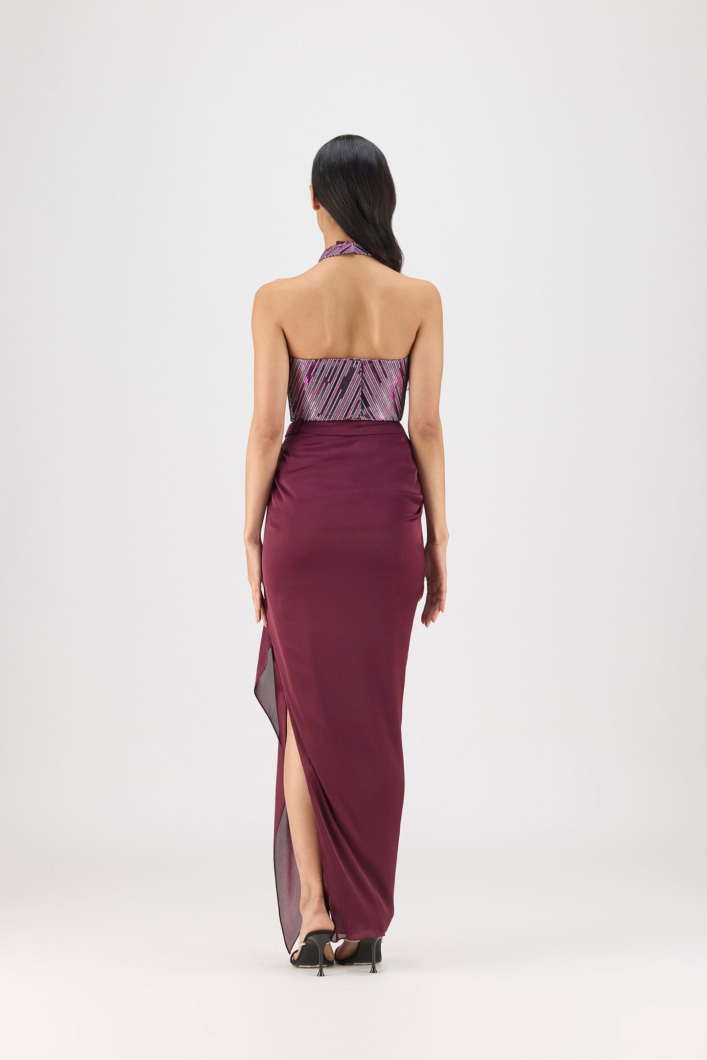 Woven Metallic Bustier And Skirt