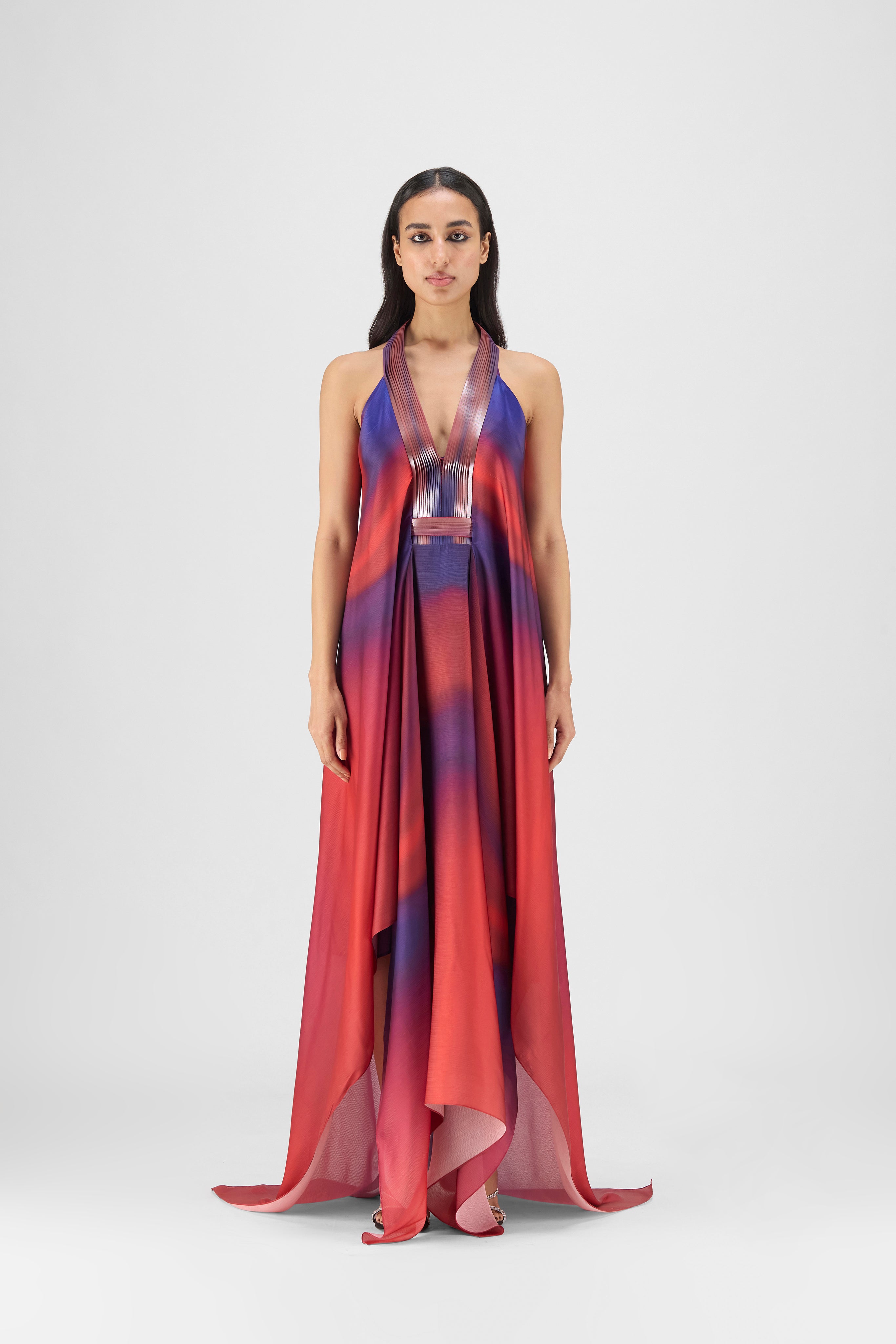 Pleated Watercolor Fluid Dress