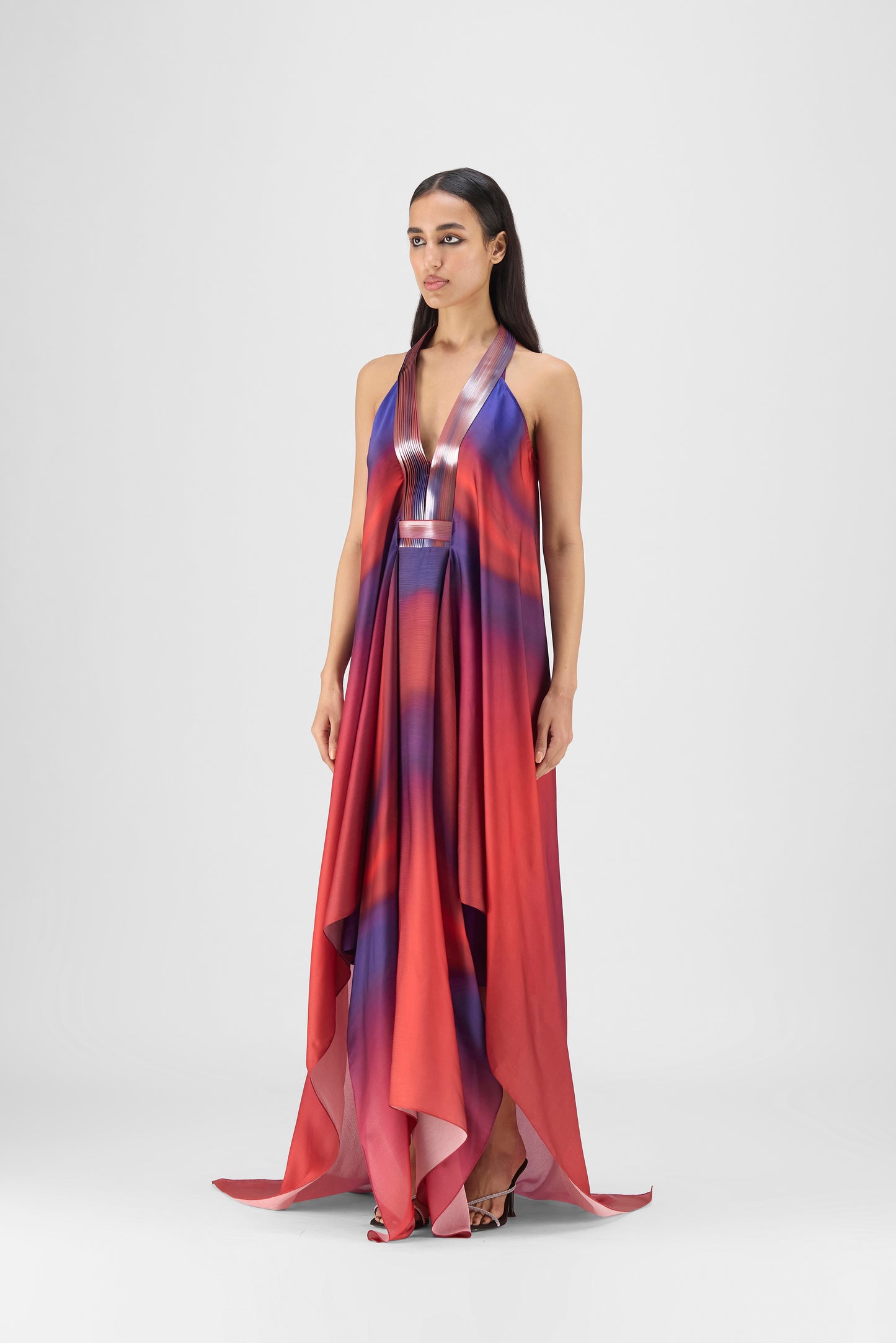 Pleated Watercolor Fluid Dress