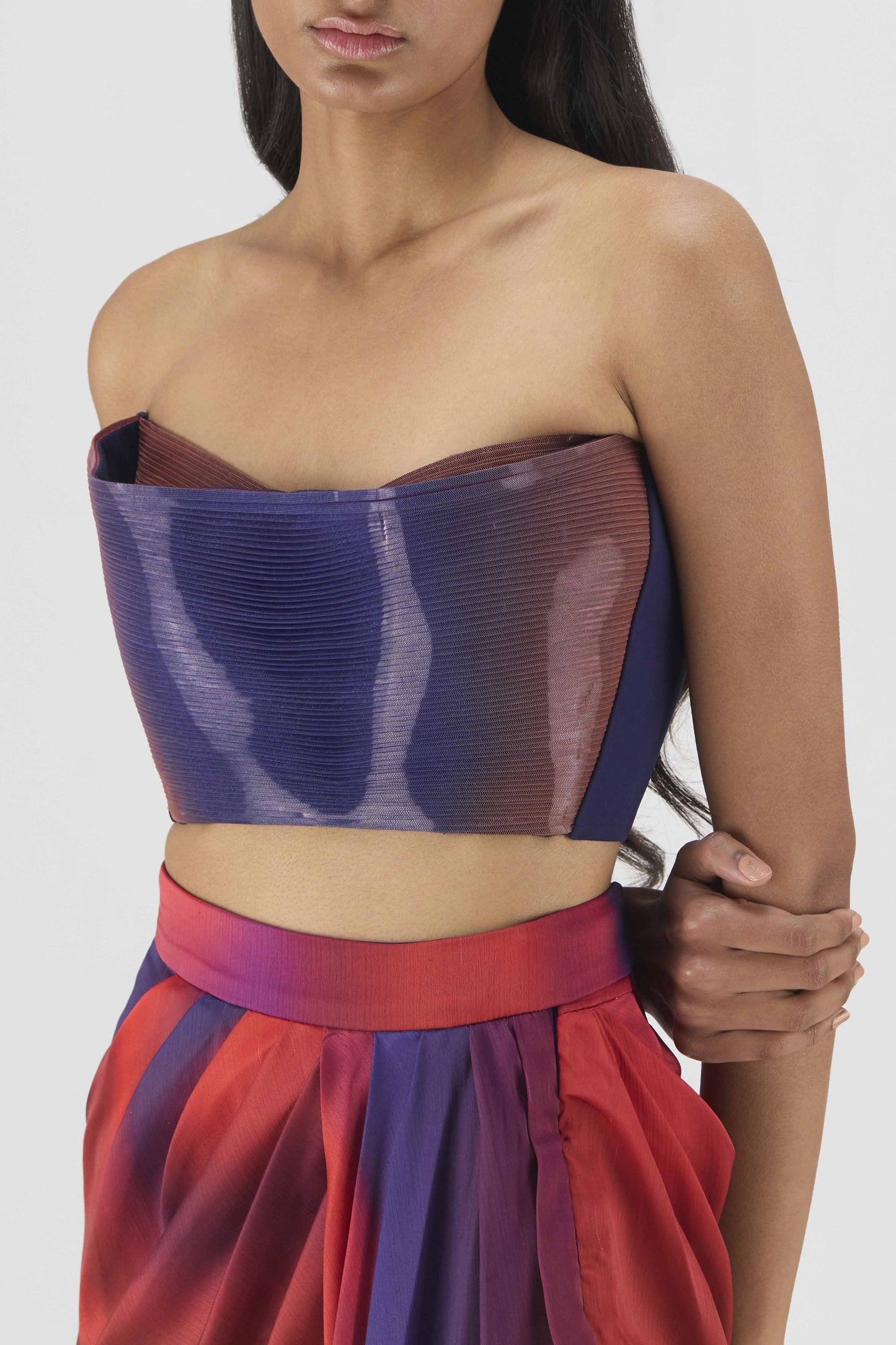 Metallic Watercolor Bustier With Skirt