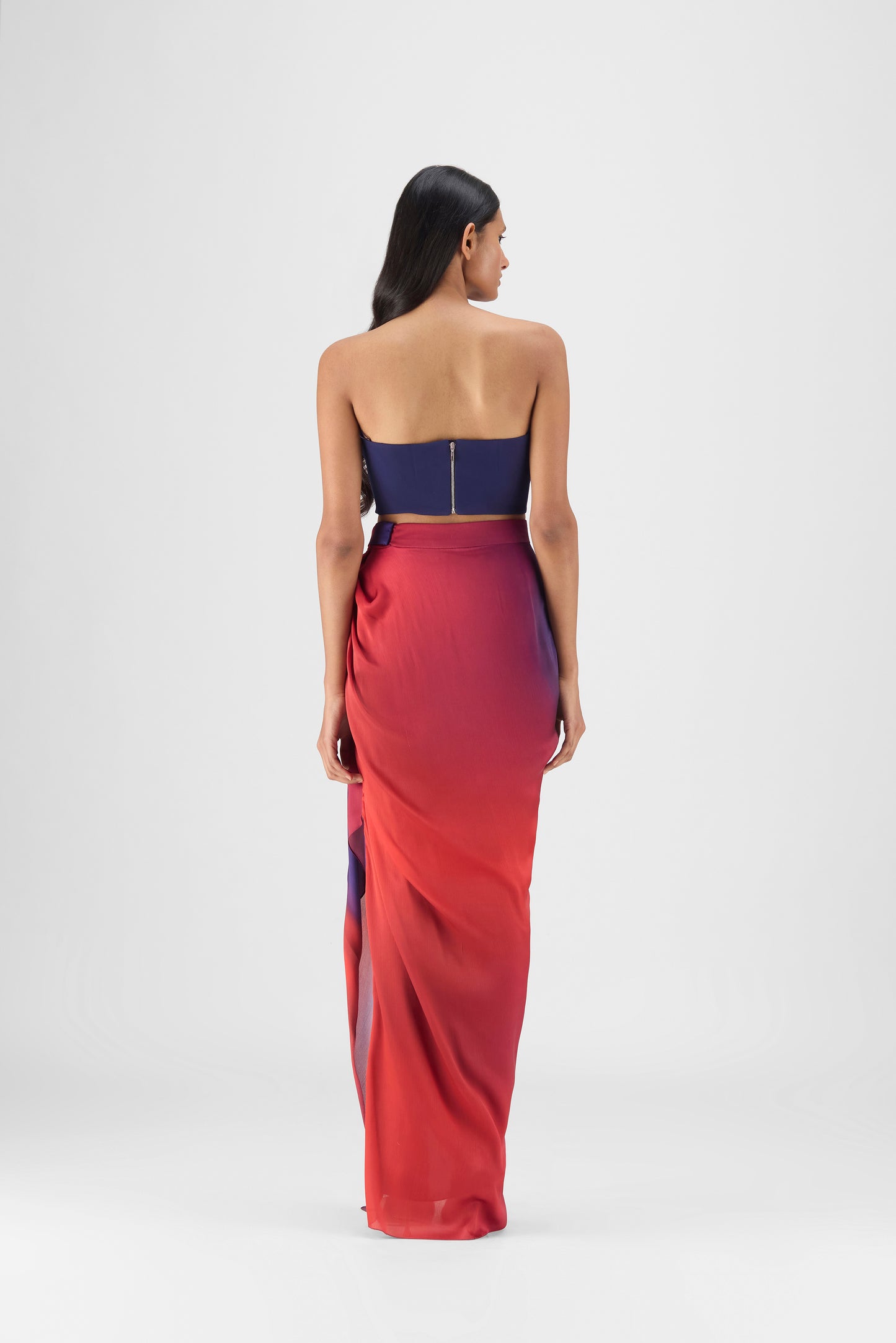 Metallic Watercolor Bustier With Skirt