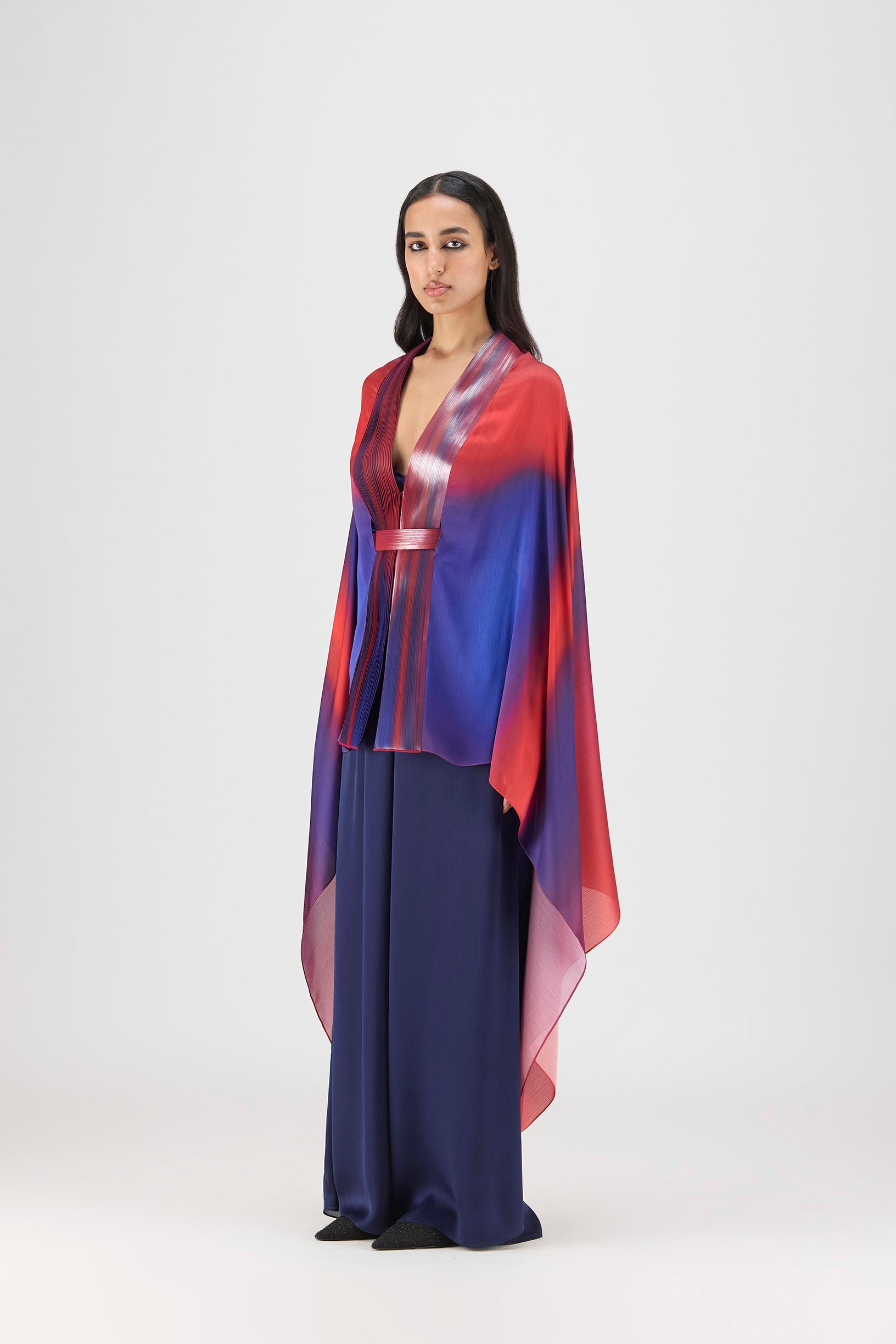 Metallic Watercolor Structured Cape