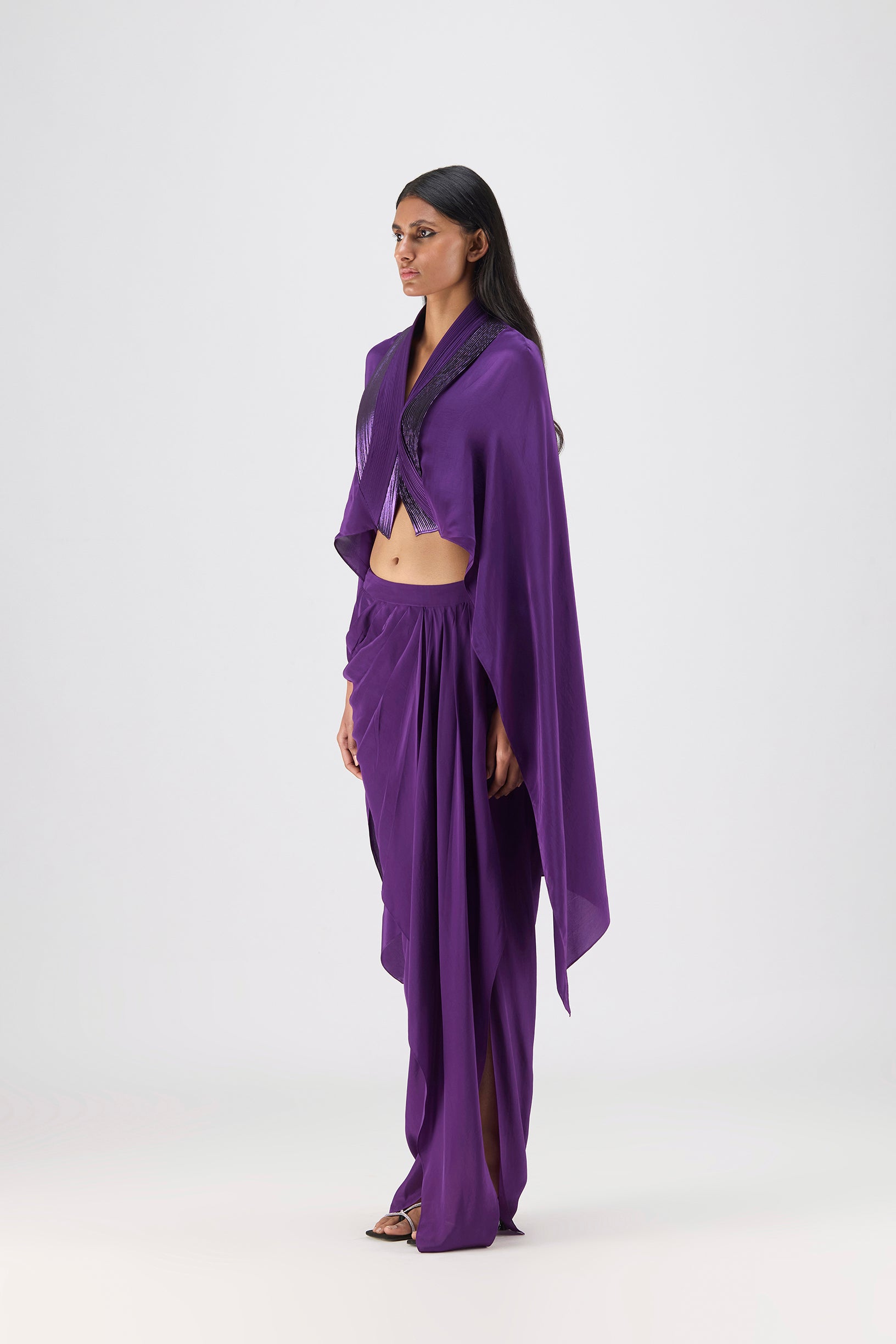 Metallic Structured Cape Set