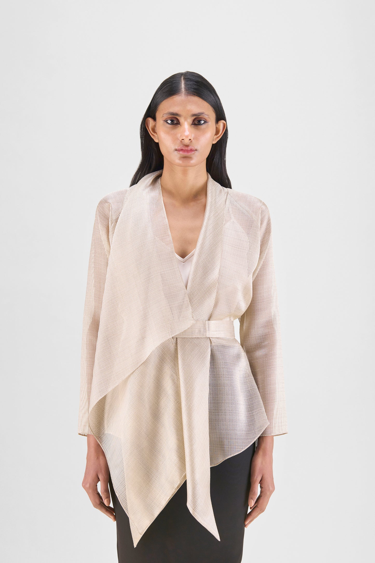 DRAPED WRAP SHIRT