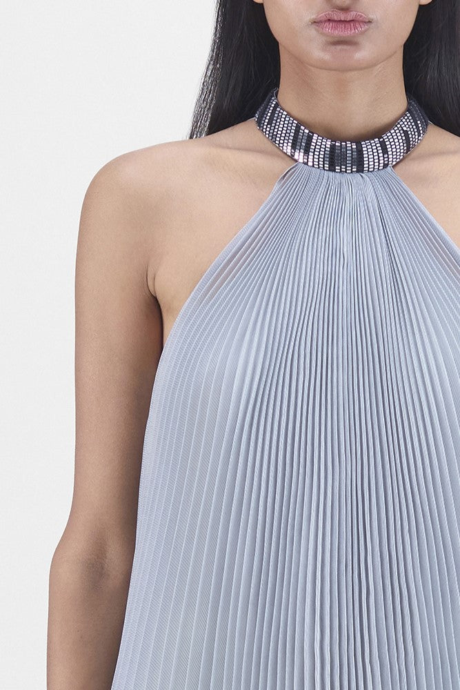 Pleated Halter Dress
