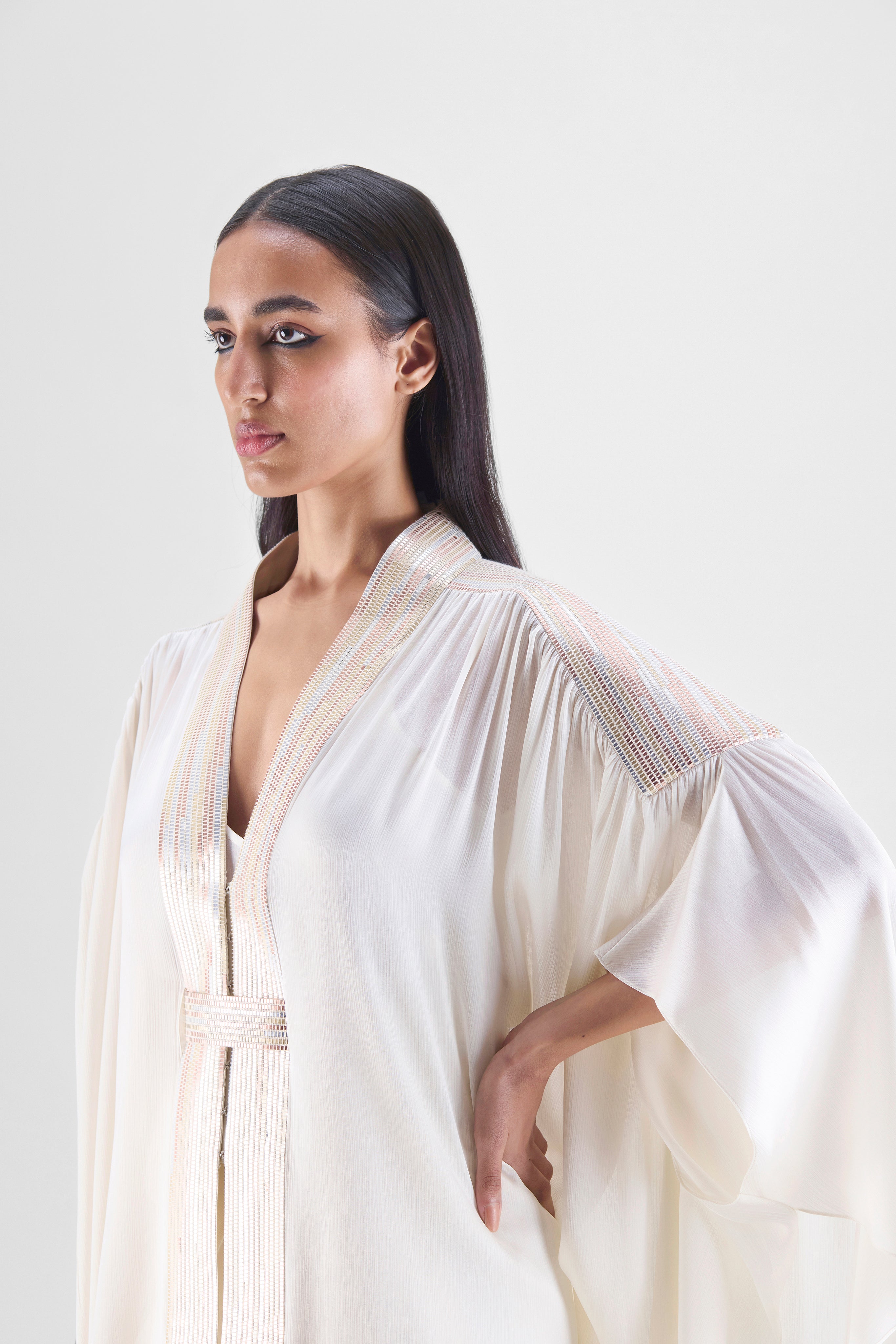 Metallic Structured Cape Set