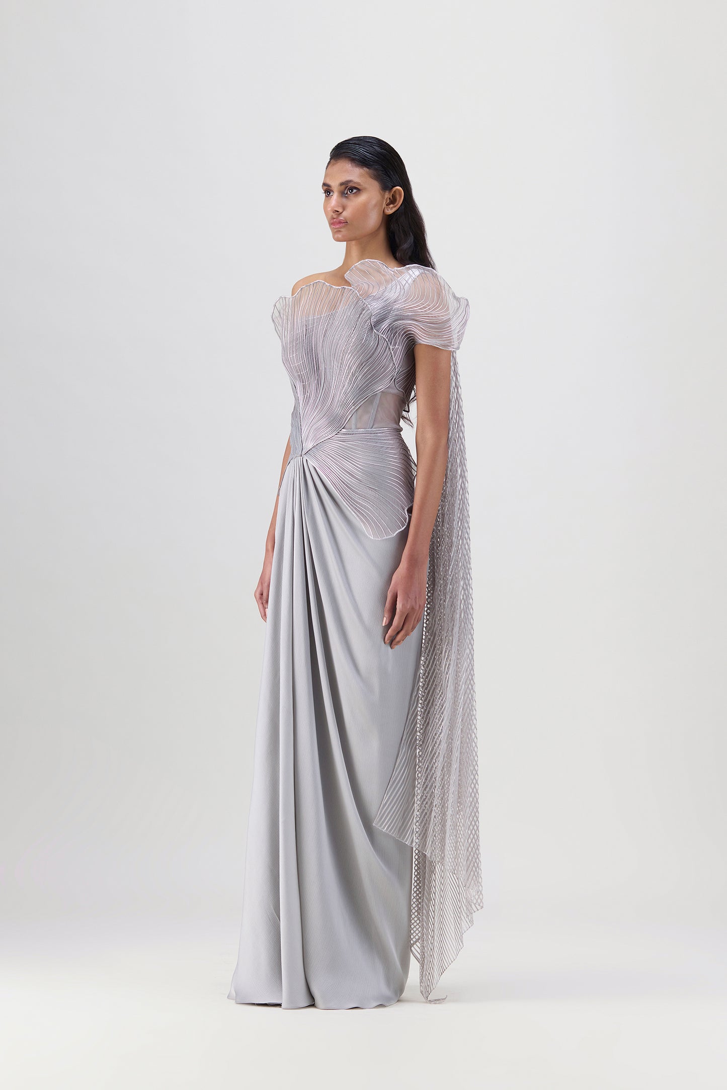 Corded Coral Saree
