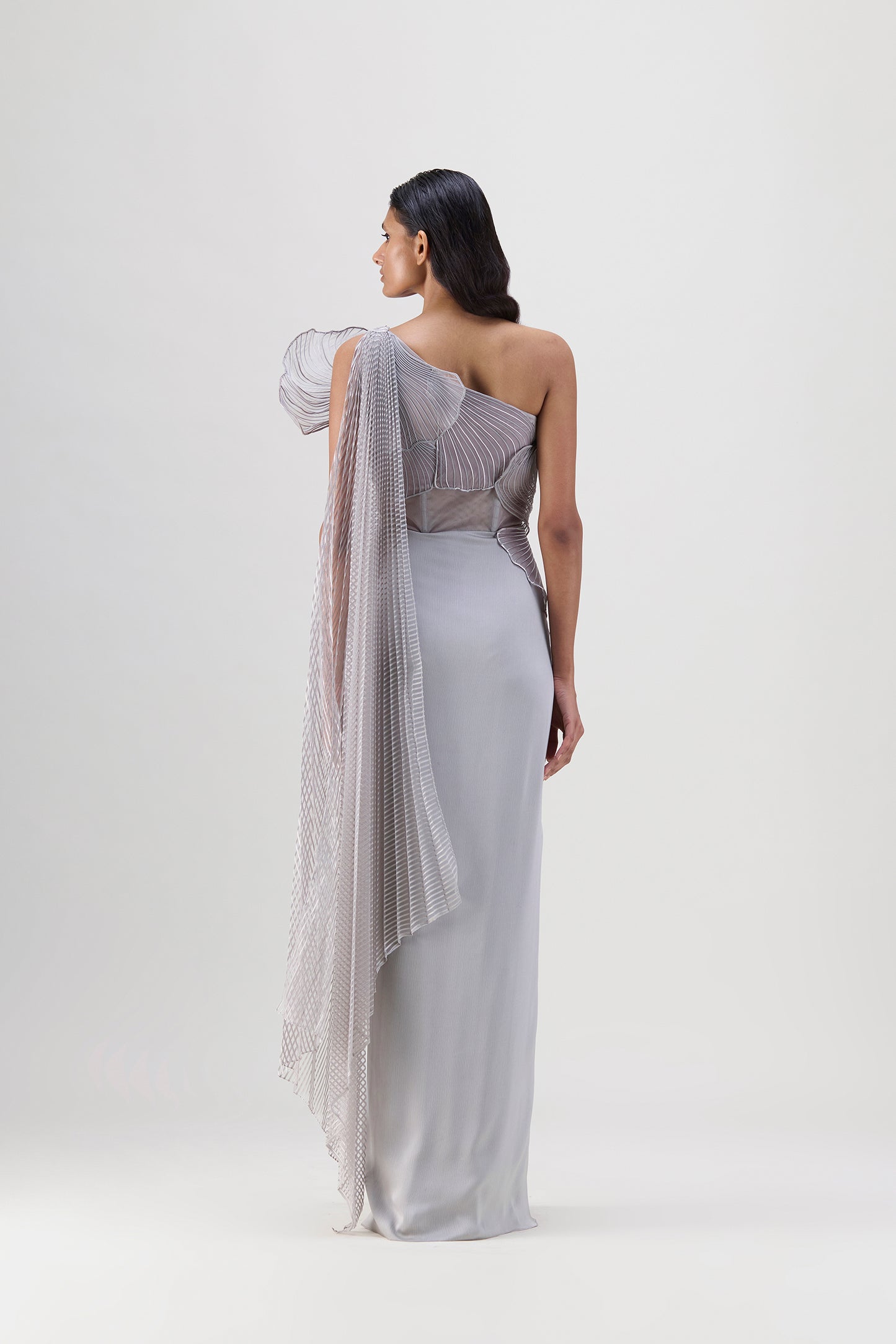 Corded Coral Saree