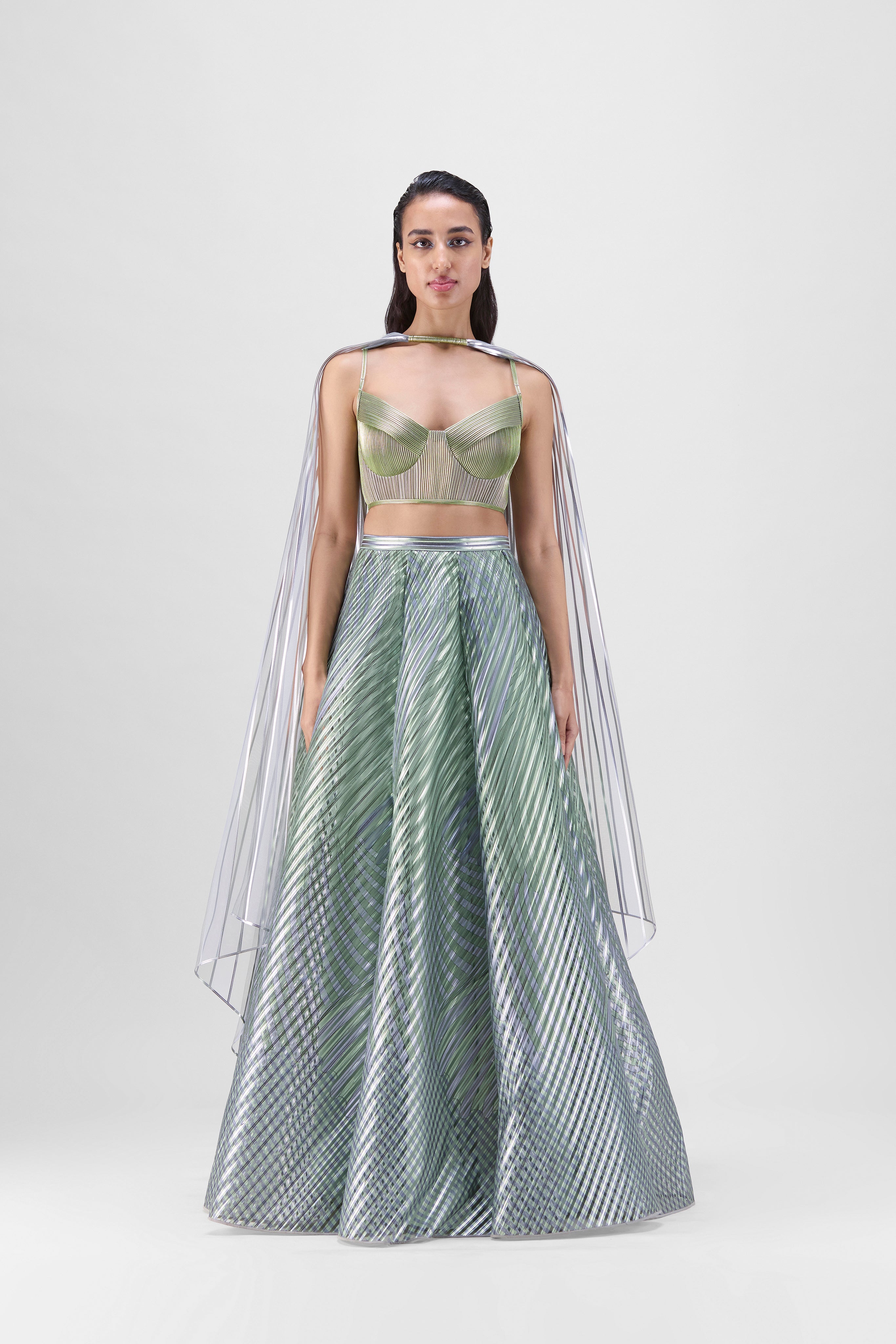 Metallic Bustier And Fish Fin Skirt