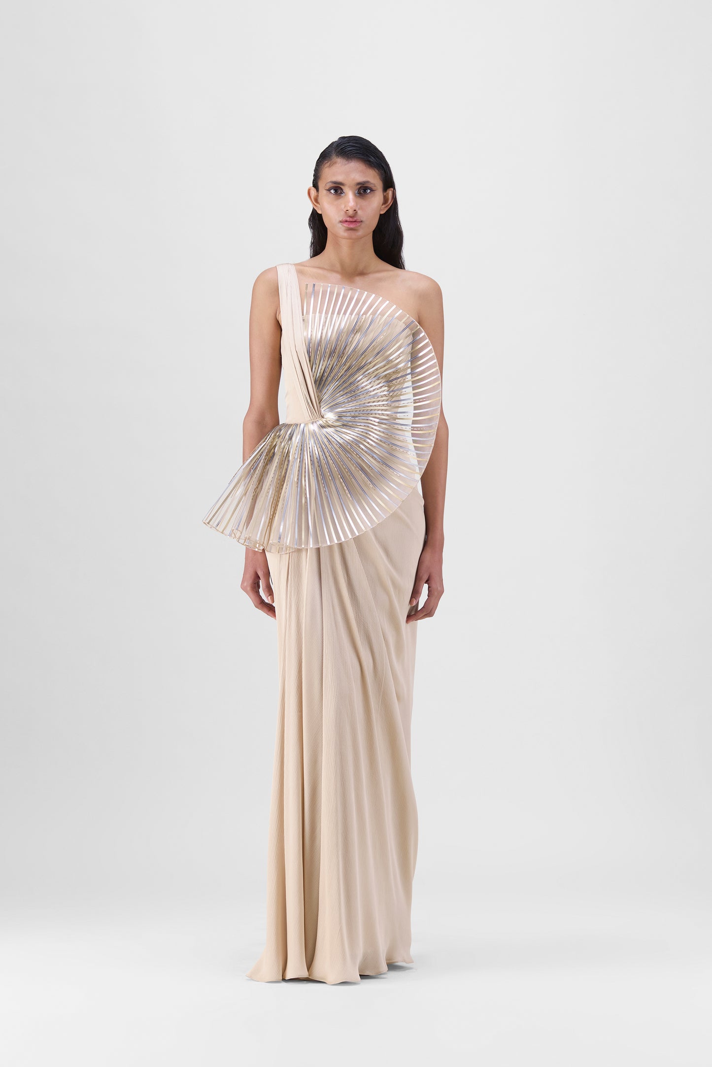 Metallic Sun Ray Gown