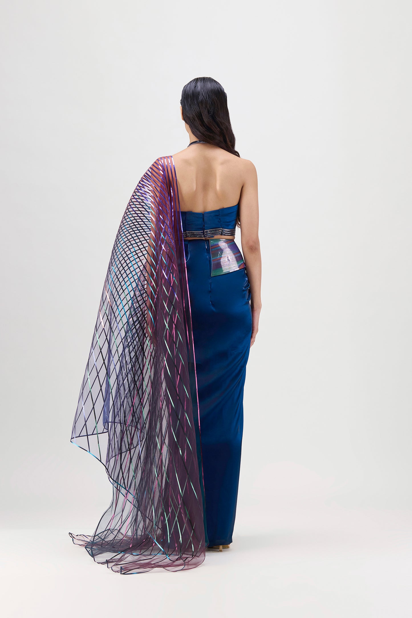 METALLIC MULTICOLOURED WINGED SAREE