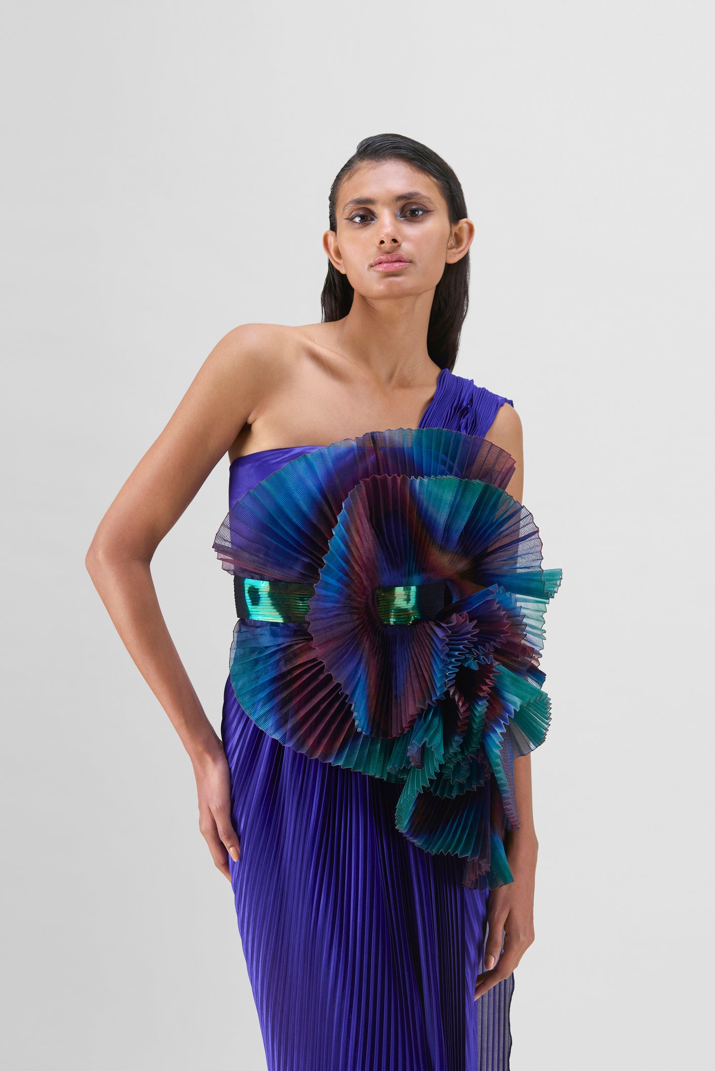 Water Coloured Draped Plissé Saree