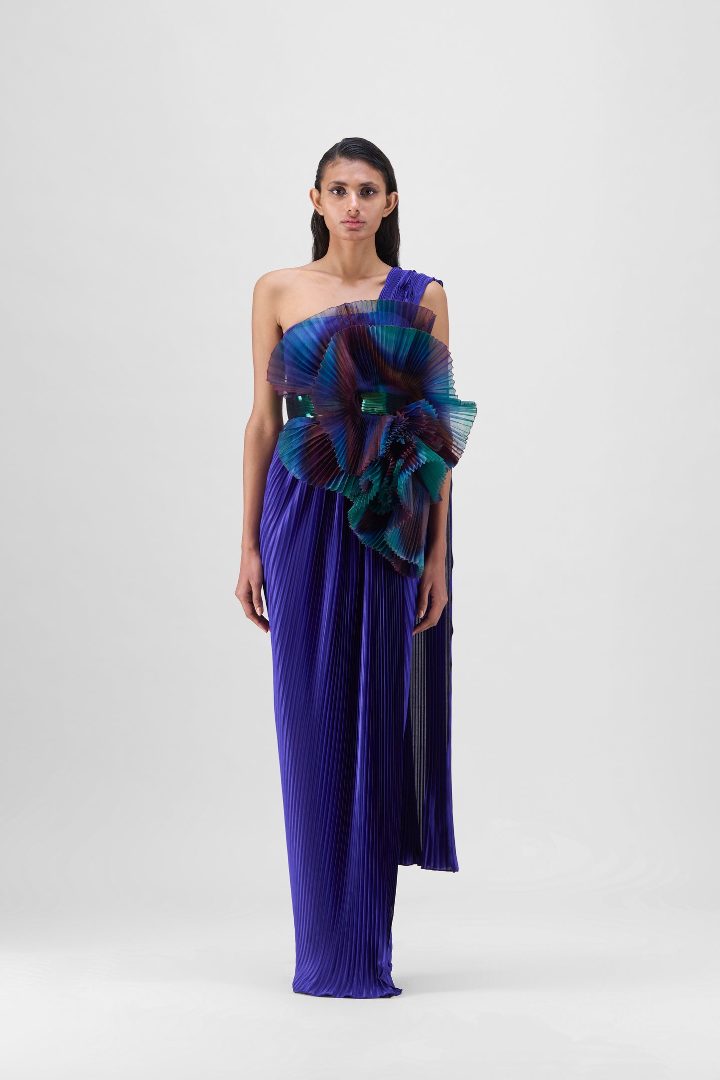 Water Coloured Draped Plissé Saree