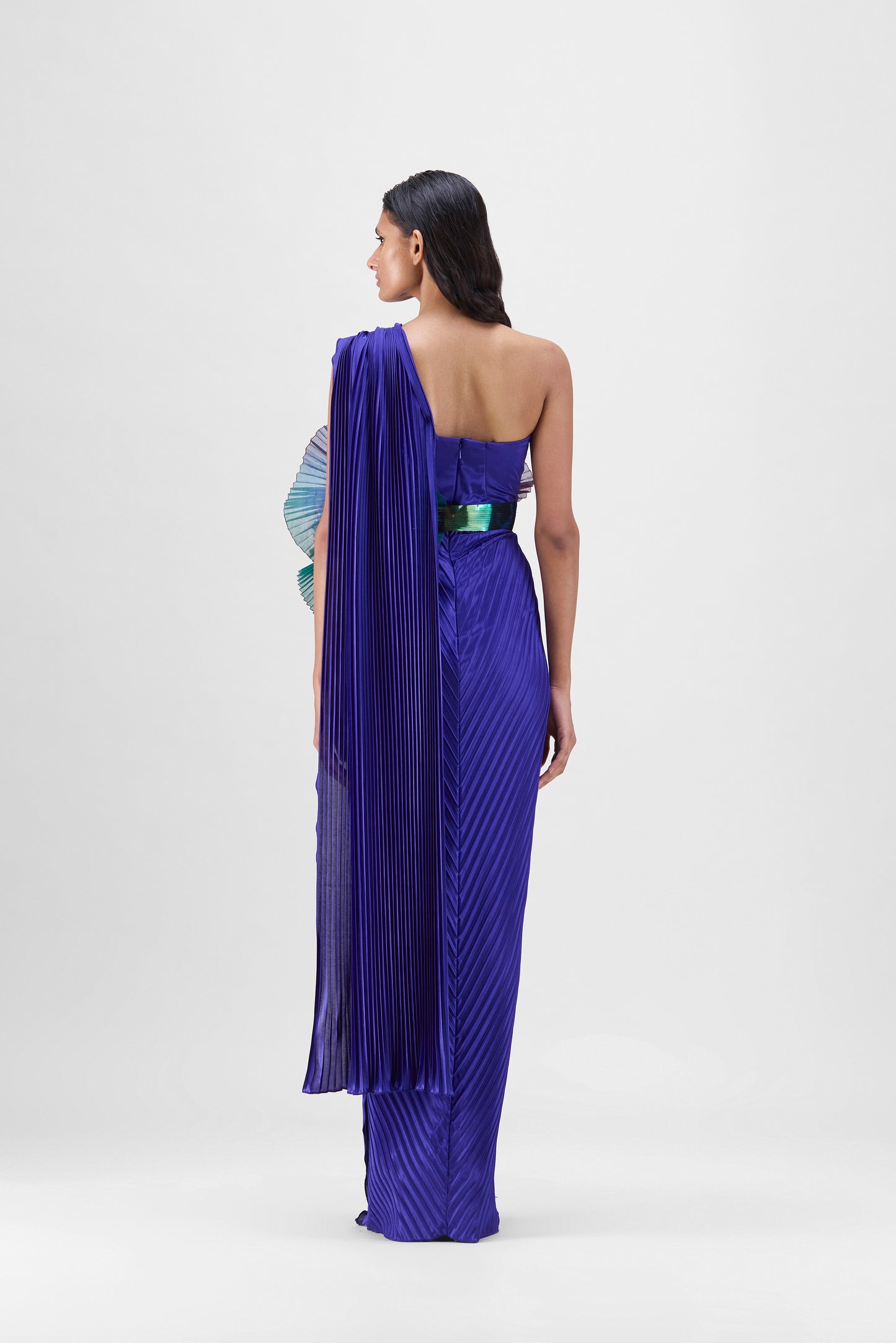Water Coloured Draped Plissé Saree