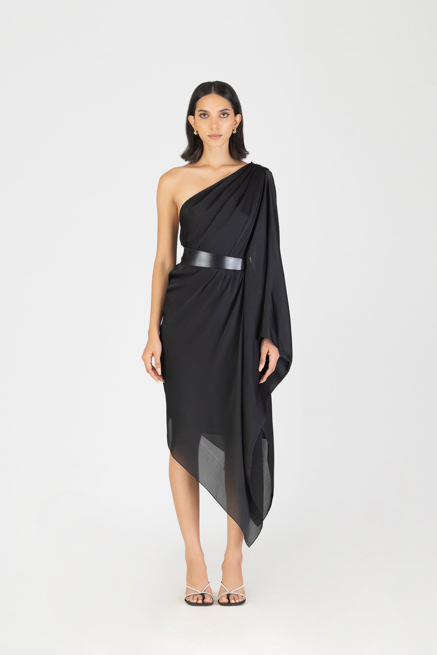METALLIC ONE SHOULDER DRESS