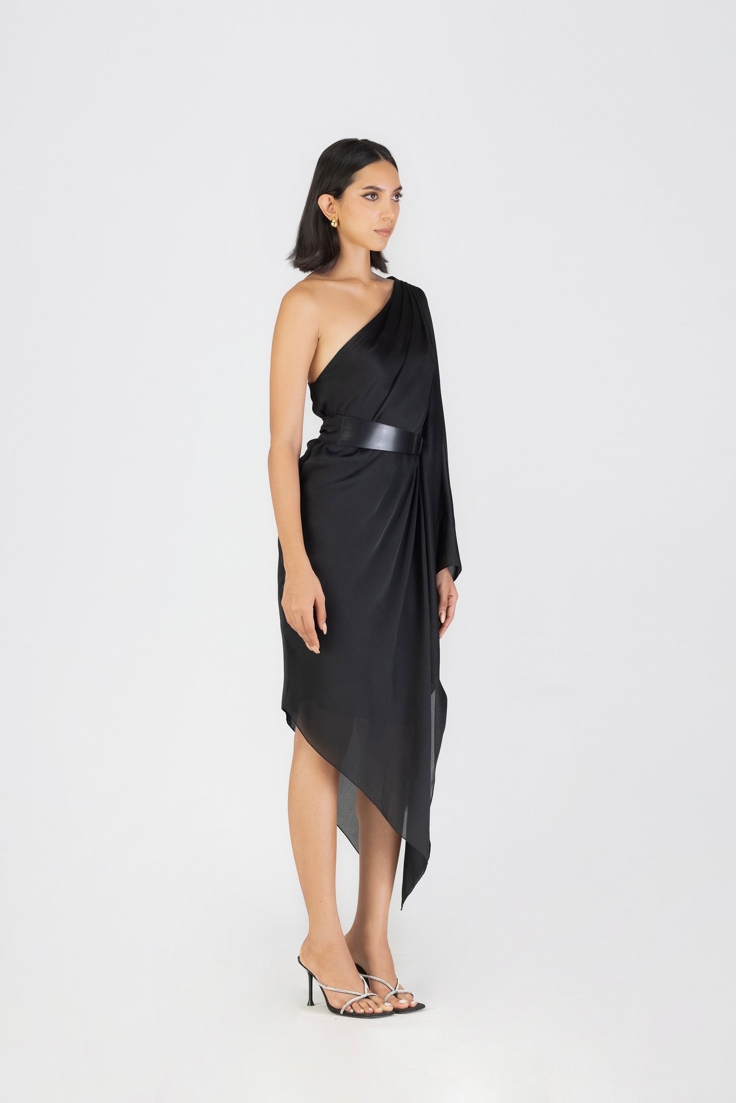 METALLIC ONE SHOULDER DRESS