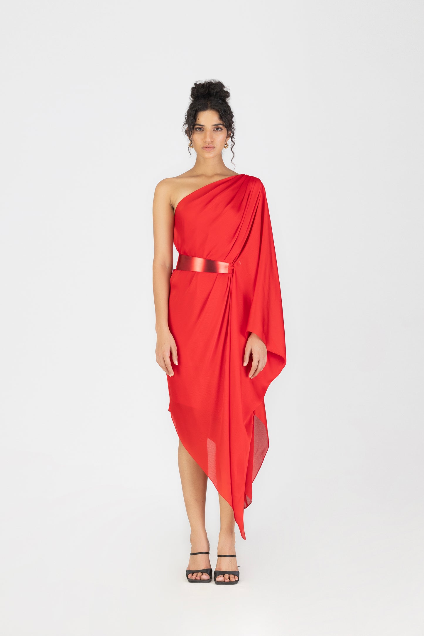 METALLIC ONE SHOULDER DRESS