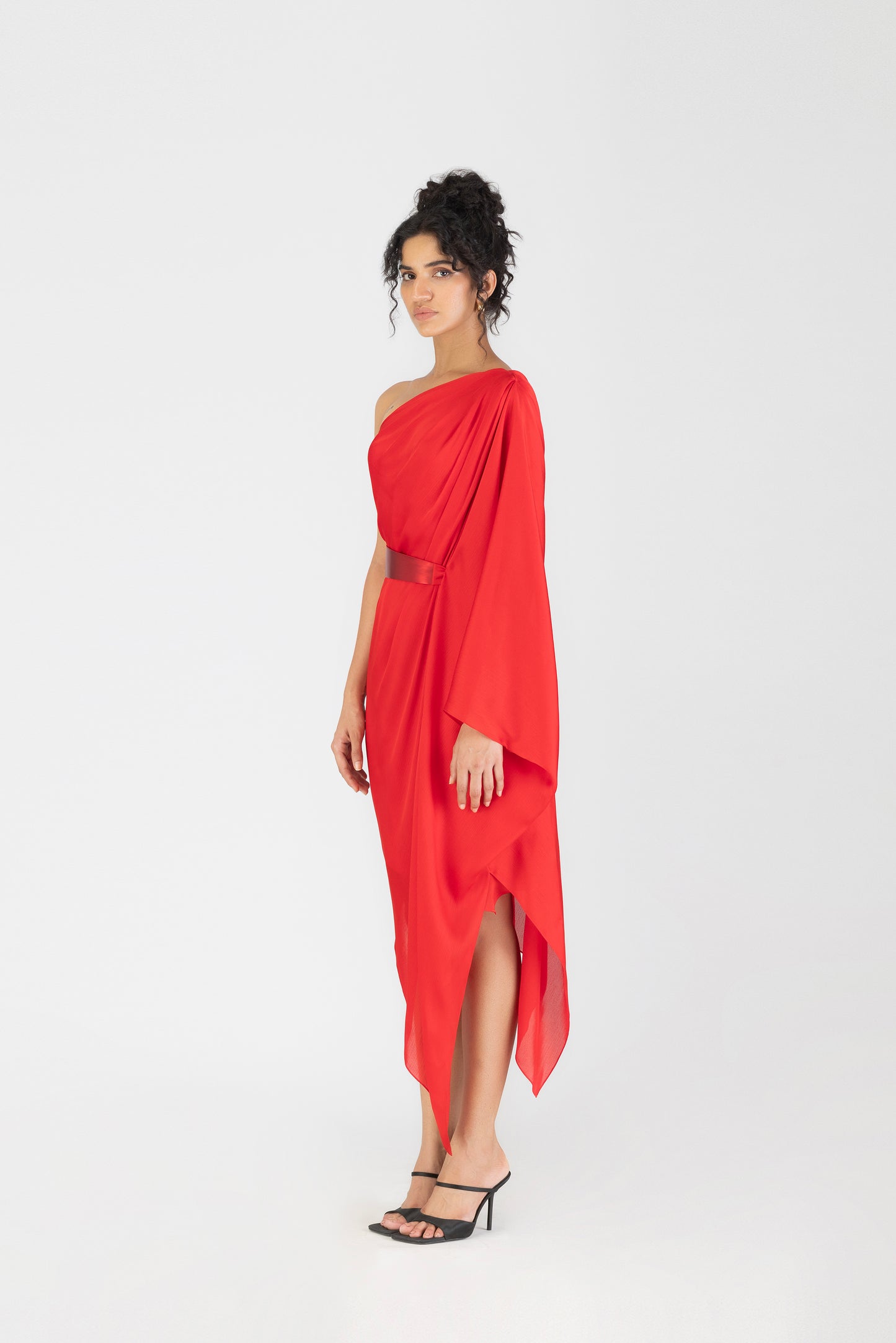 METALLIC ONE SHOULDER DRESS