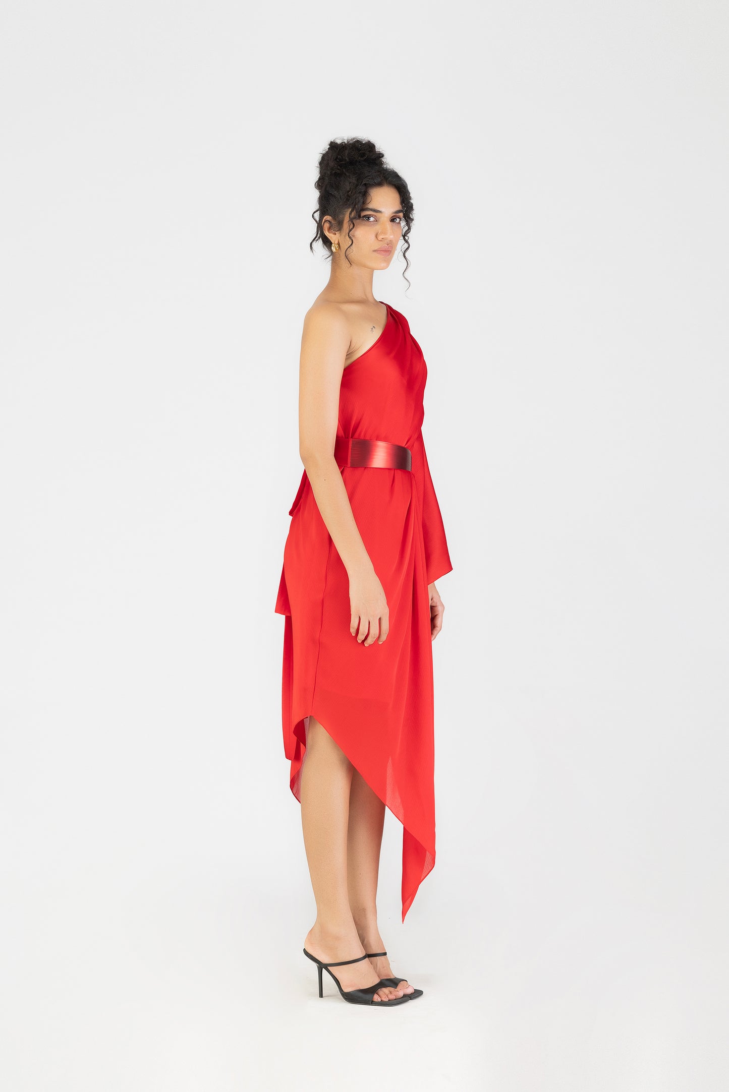 METALLIC ONE SHOULDER DRESS