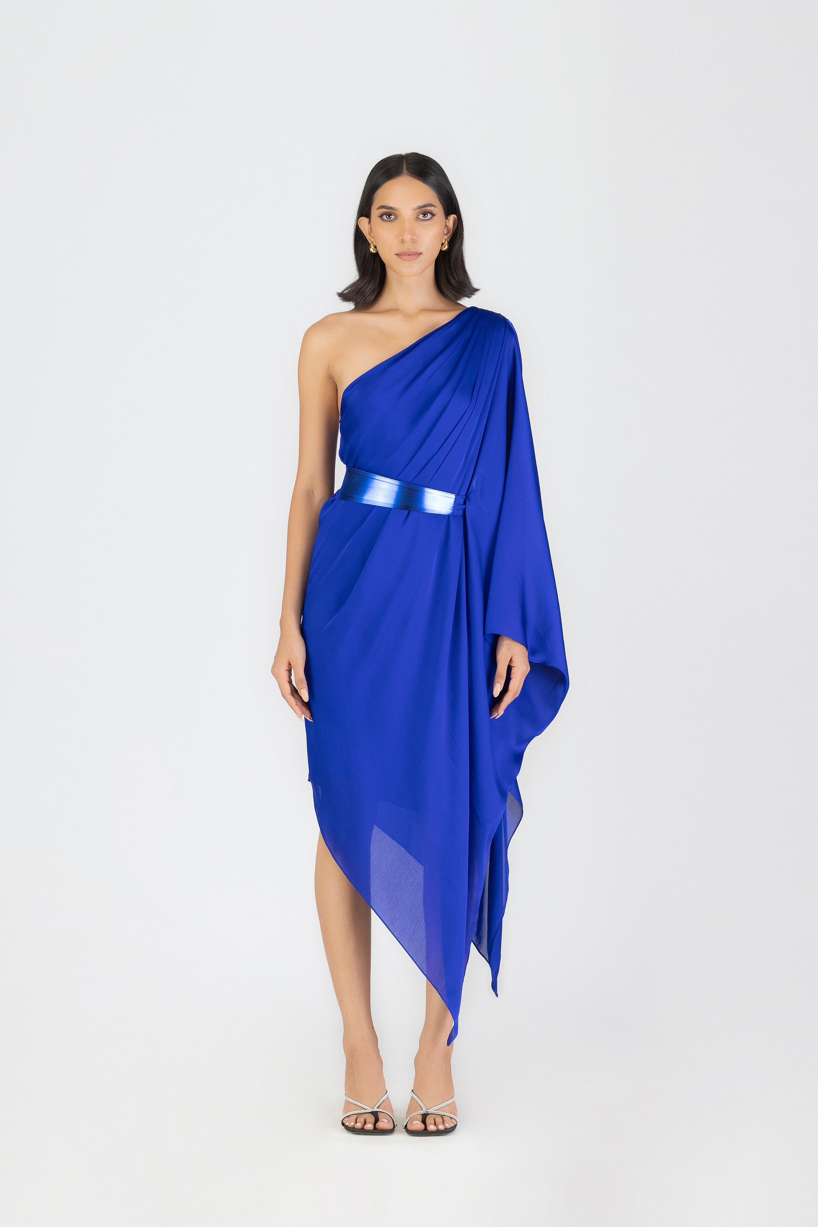 Metallic One Shoulder Dress